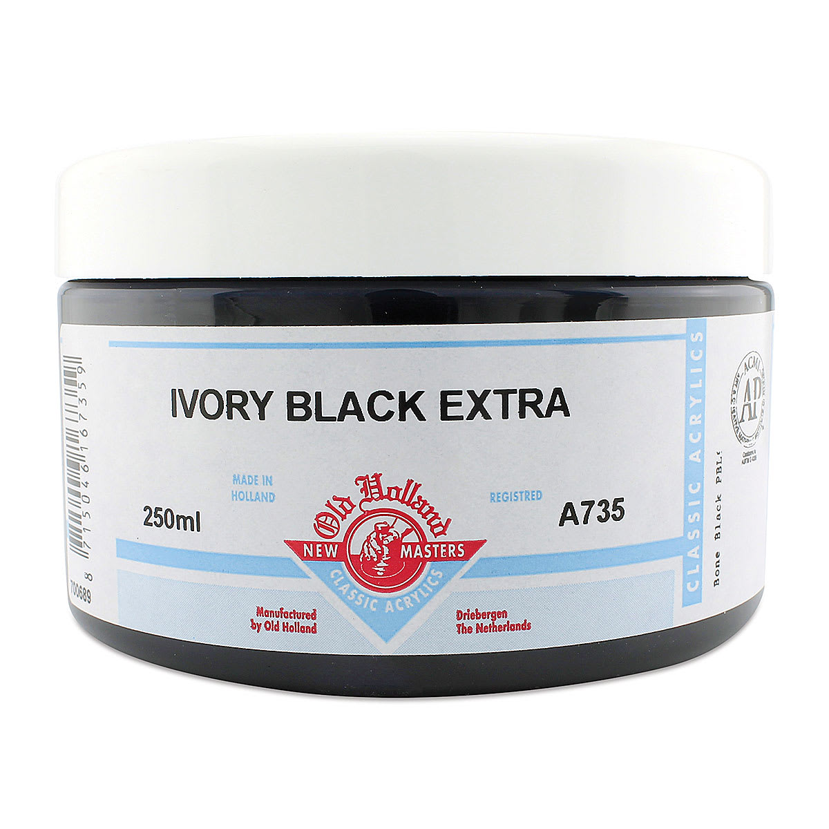 Old Holland New Masters Classic Acrylics - Ivory Black Extra, 250 ml jar