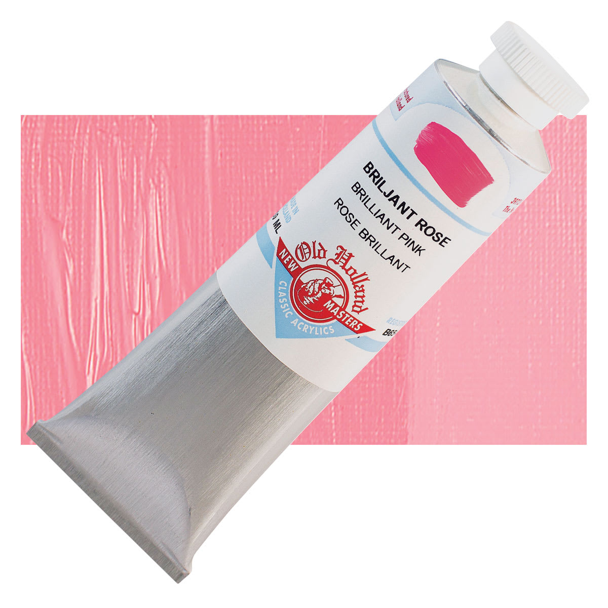 Old Holland New Masters Classic Acrylic Paint - Brilliant Pink, 60 ml tube and swatch