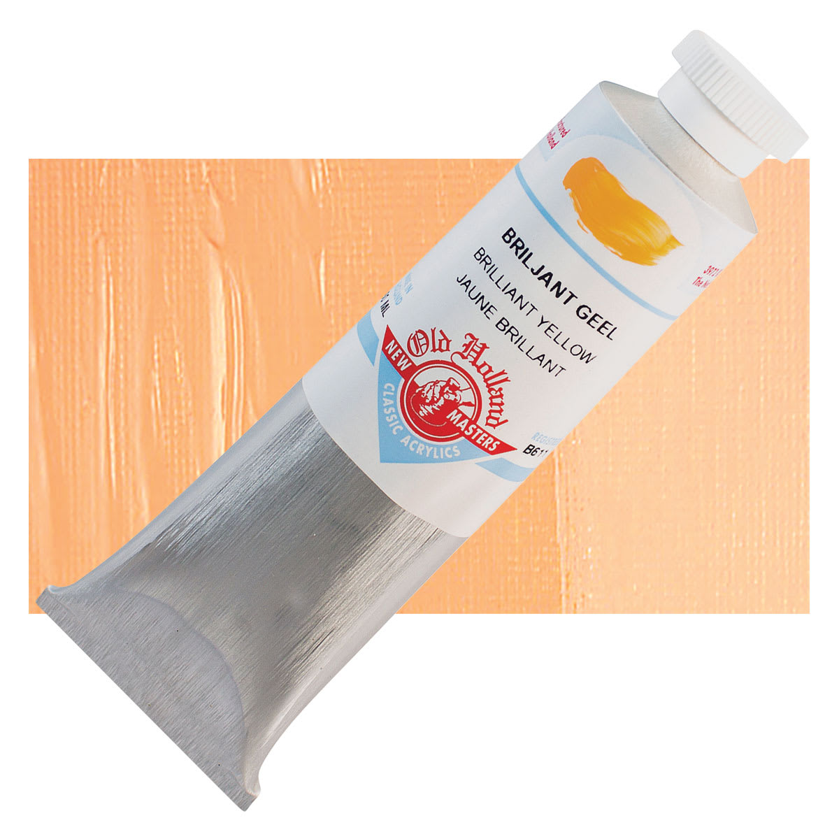 Old Holland New Masters Classic Acrylic Paint - Brilliant Yellow, 60 ml tube and swatch