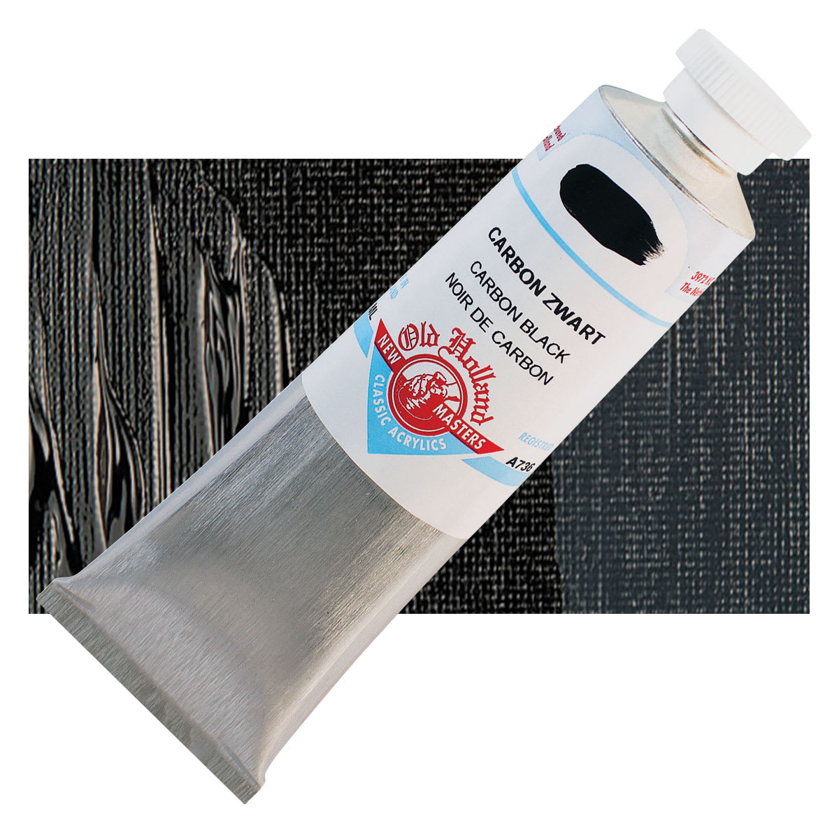 Old Holland New Masters Classic Acrylic Paint - Carbon Black, 60 ml tube and swatch