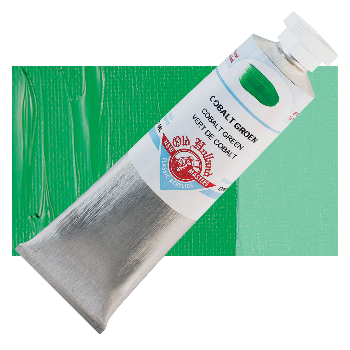 Old Holland New Masters Classic Acrylic Paint - Cobalt Green, 60 ml tube and swatch