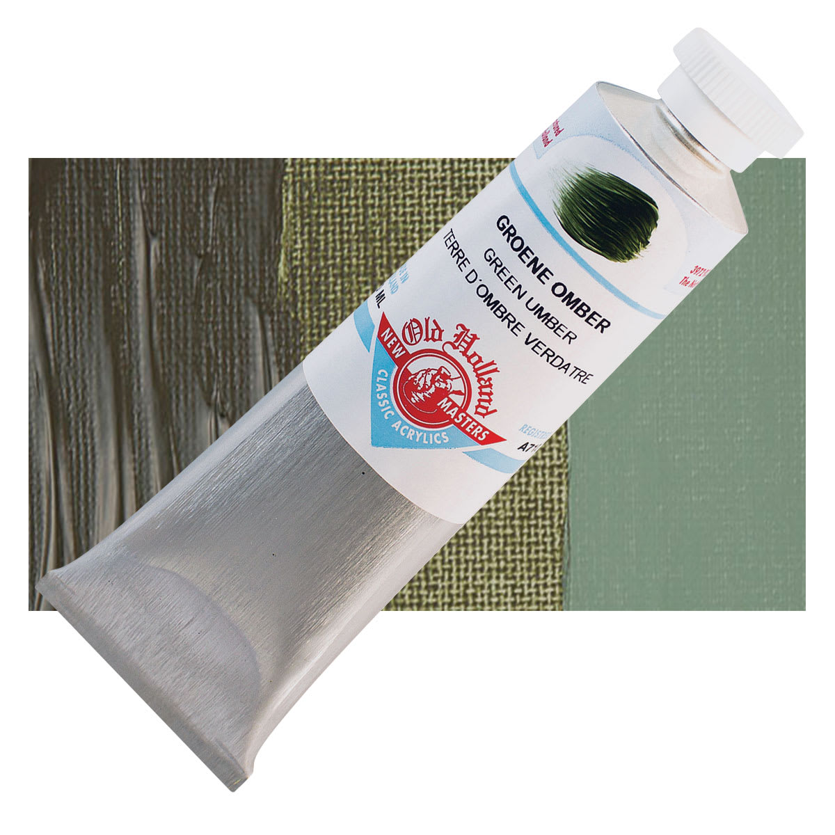 Old Holland New Masters Classic Acrylic Paint - Green Umber, 60 ml tube and swatch