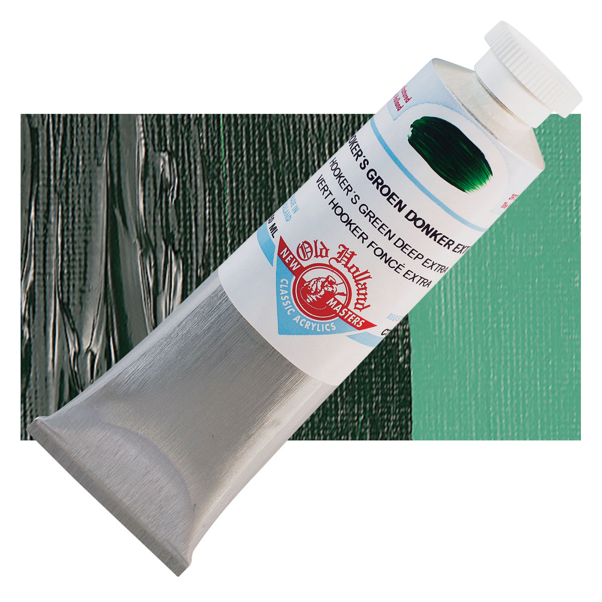Old Holland New Masters Classic Acrylic Paint - Hookers Green Deep Extra and swatch