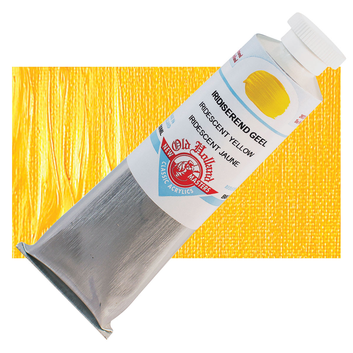 Old Holland New Masters Classic Acrylic Paint - Iridescent Yellow, 60 ml tube and swatch