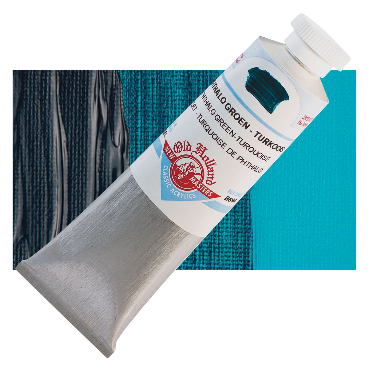 Old Holland New Masters Classic Acrylic Paint - Phthalo Green Turquoise and swatch