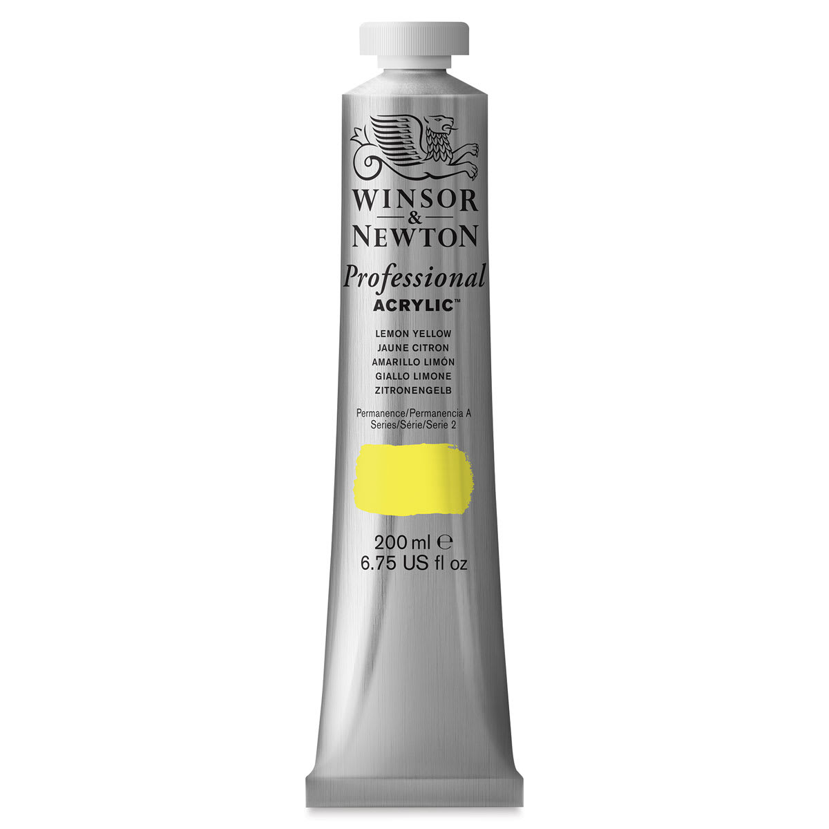 Winsor & Newton Professional Acrylics - Lemon Yellow, 200 ml tube Winsor & Newton Professional Acrylics - Lemon Yellow, 200 ml tube
