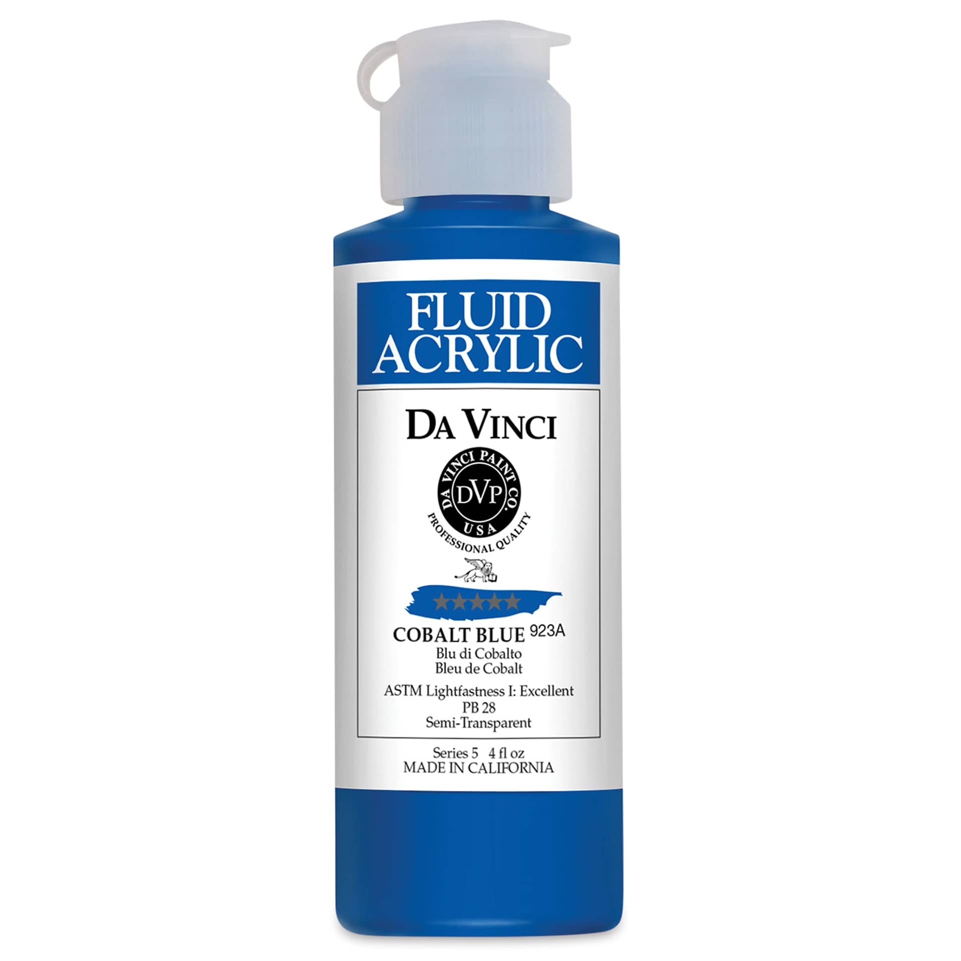 Da Vinci Fluid Acrylics - Cobalt Blue, 4 oz bottle