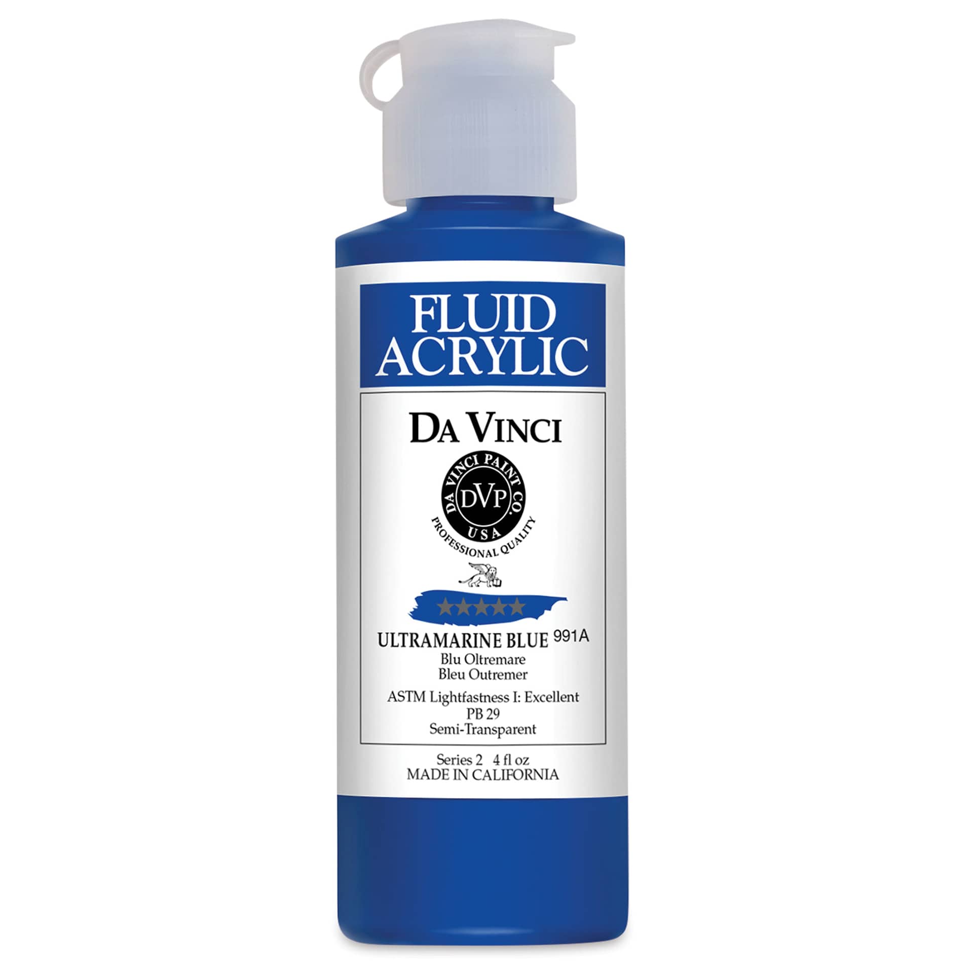 Da Vinci Fluid Acrylics - Ultramarine Blue, 4 oz bottle