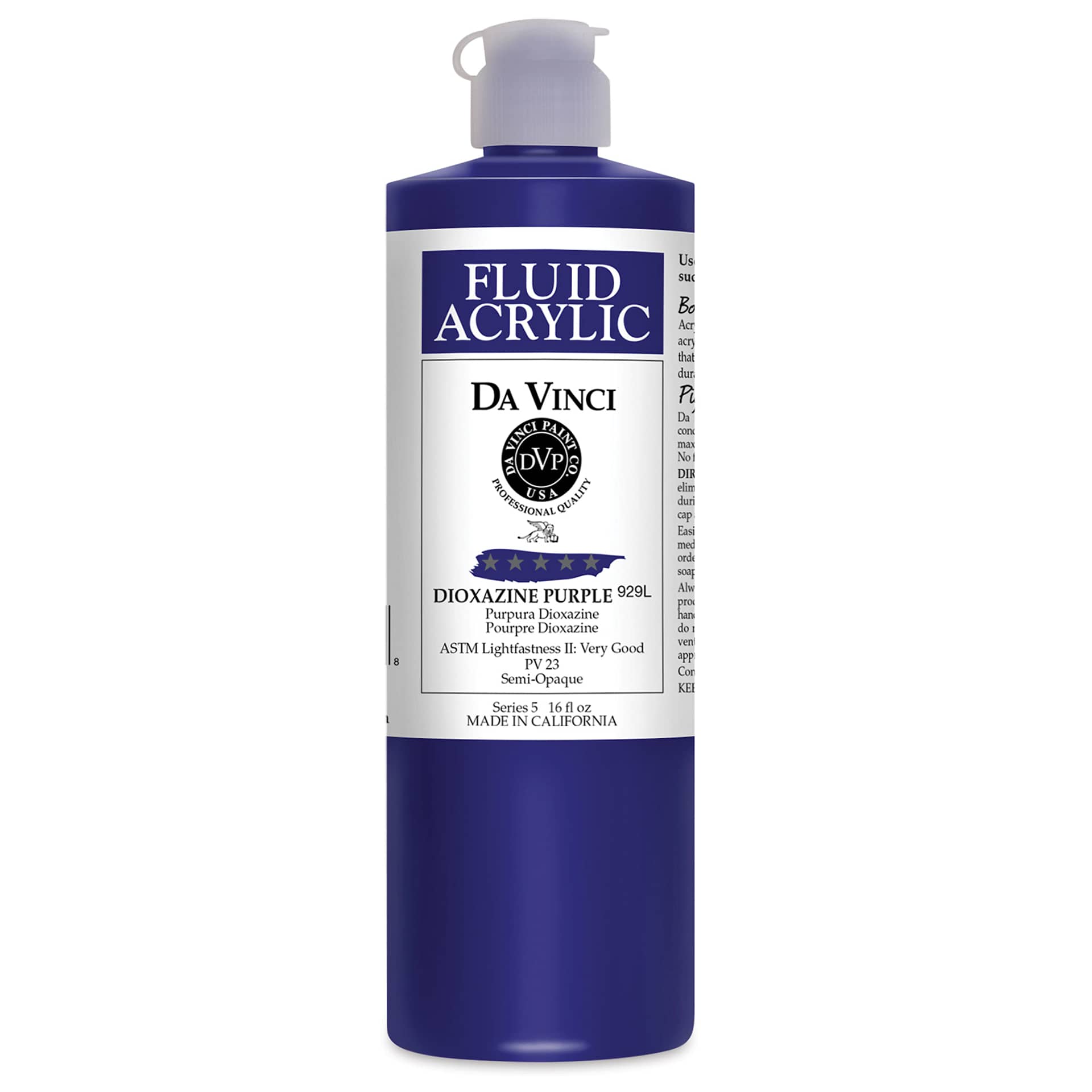 Da Vinci Fluid Acrylics - Dioxazine Purple, 16 oz bottle