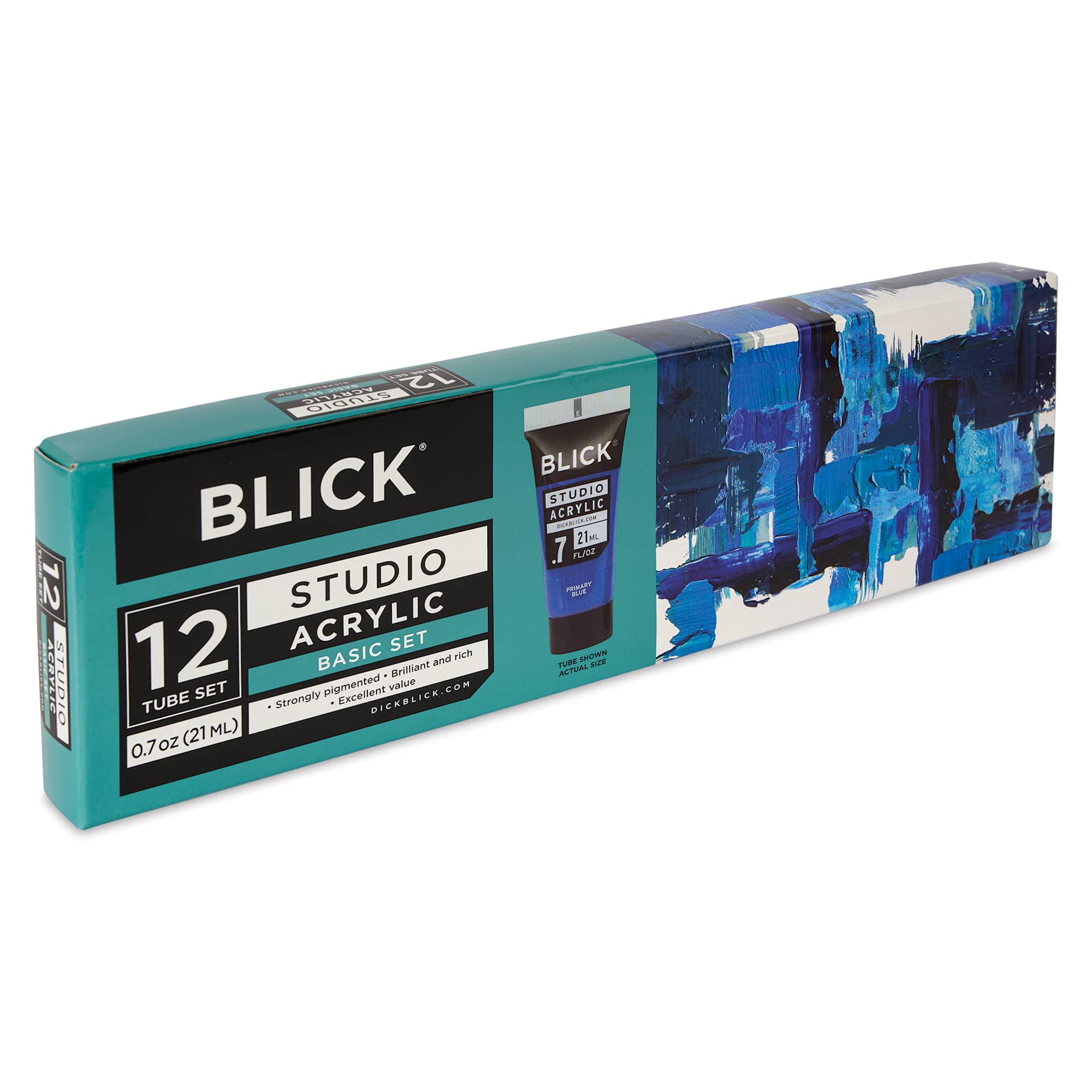 Blick Studio Acrylics - Set of 12 colors, 21 ml tubes, front of packaging