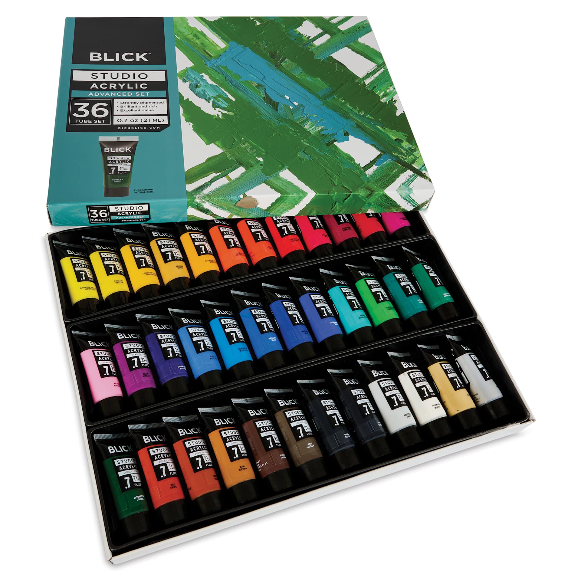 Blick Studio Acrylic Paints - Set of 36 colors, 21 ml tubes.