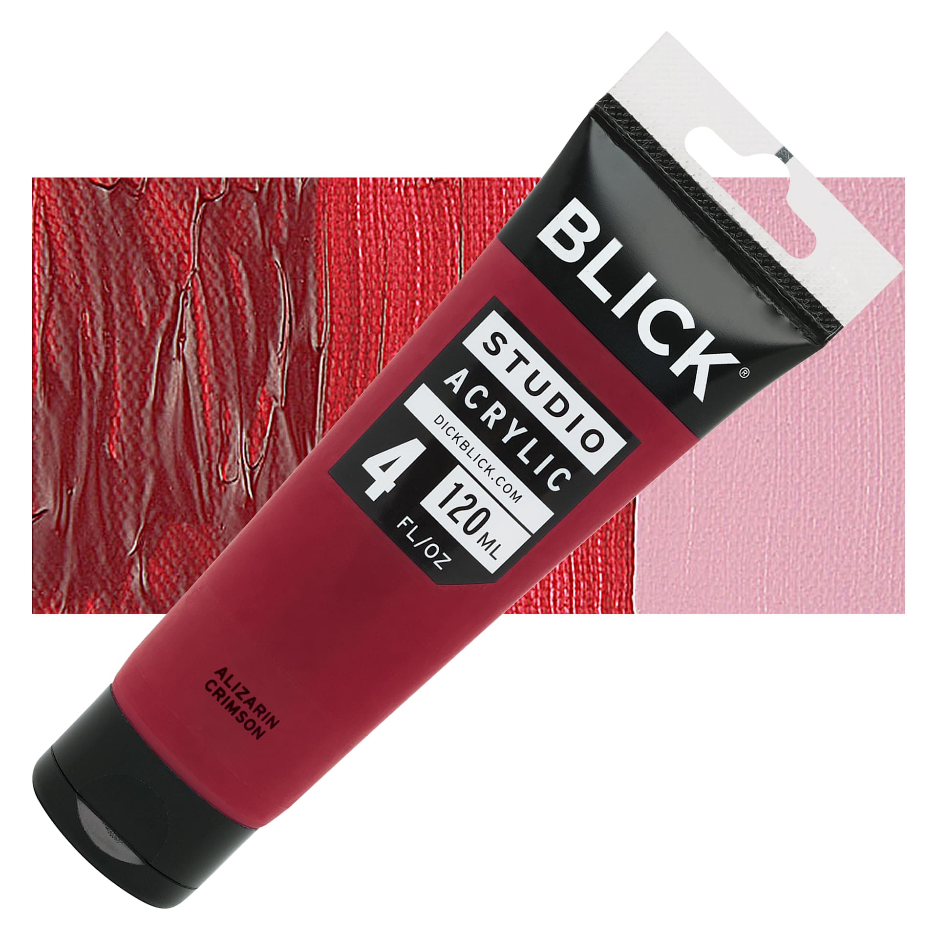 Blick Studio Acrylic Paint - Alizarin Crimson, 4 oz tube and swatch