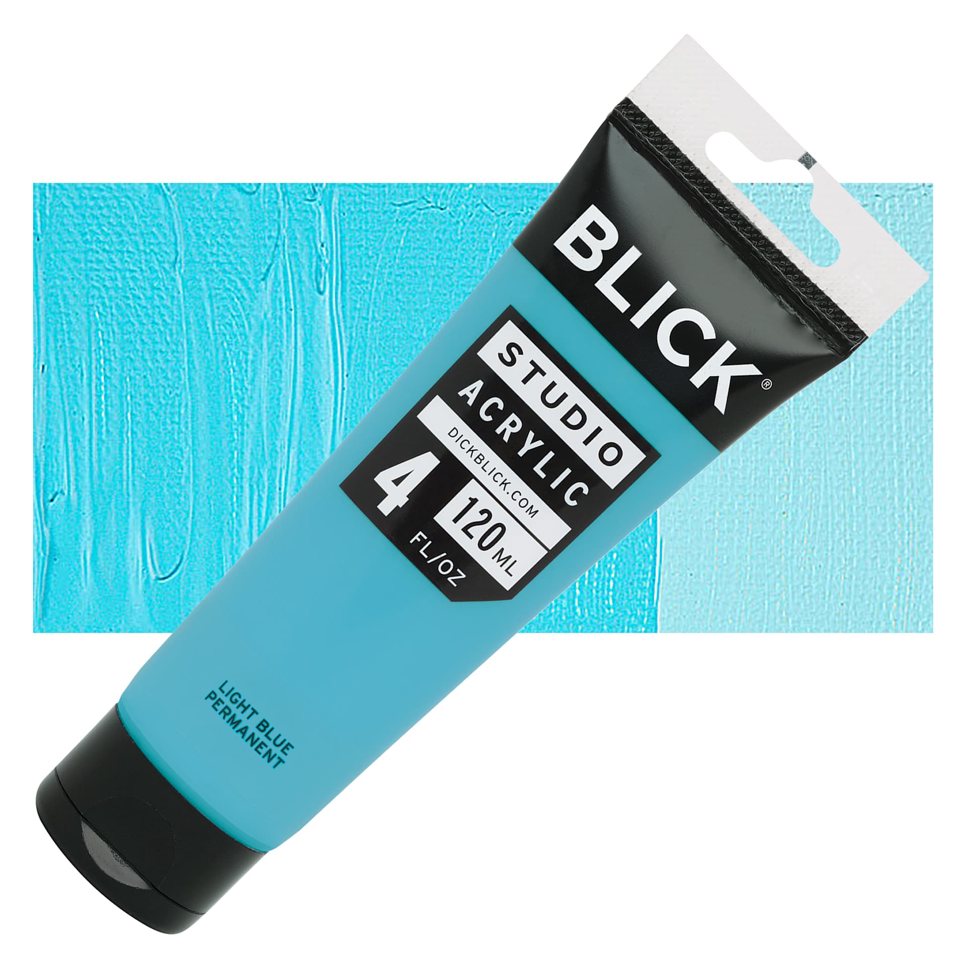 Blick Studio Acrylic Paint - Light Blue Permanent, 4 oz tube and swatch