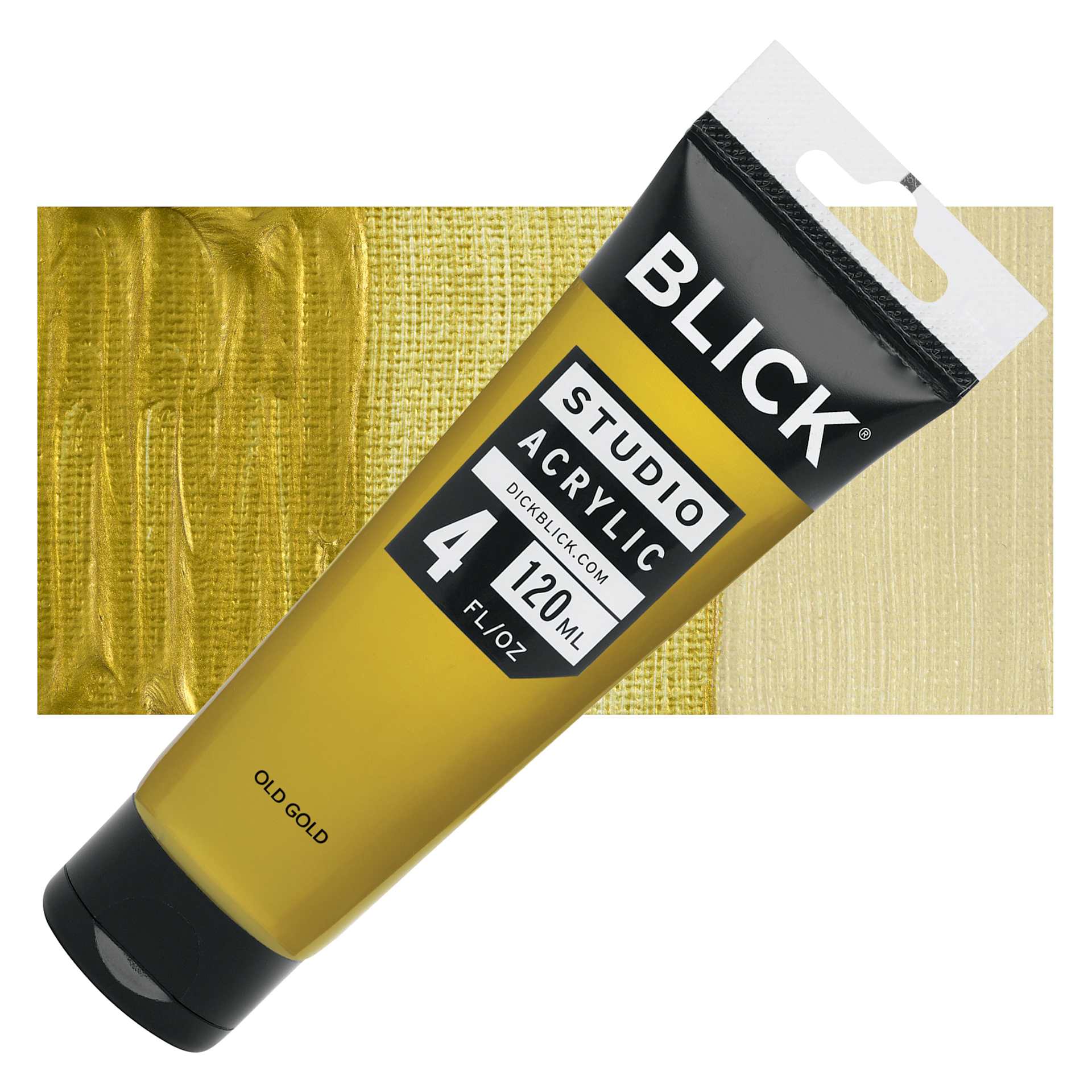 Blick Studio Acrylics - Old Gold, 4 oz tube and swatch