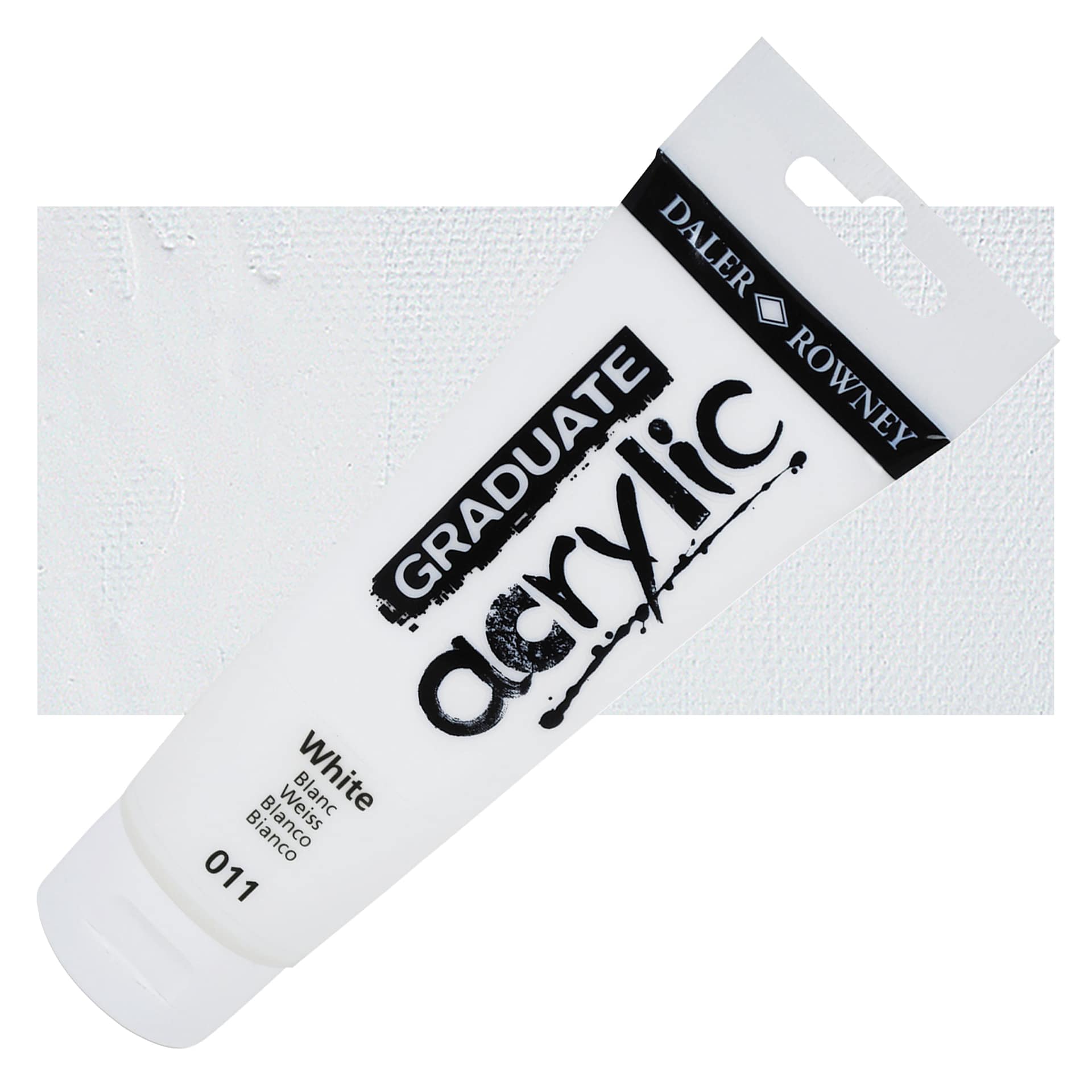 Daler-Rowney Graduate Acrylic Paint - White, 120 ml tube and swatch