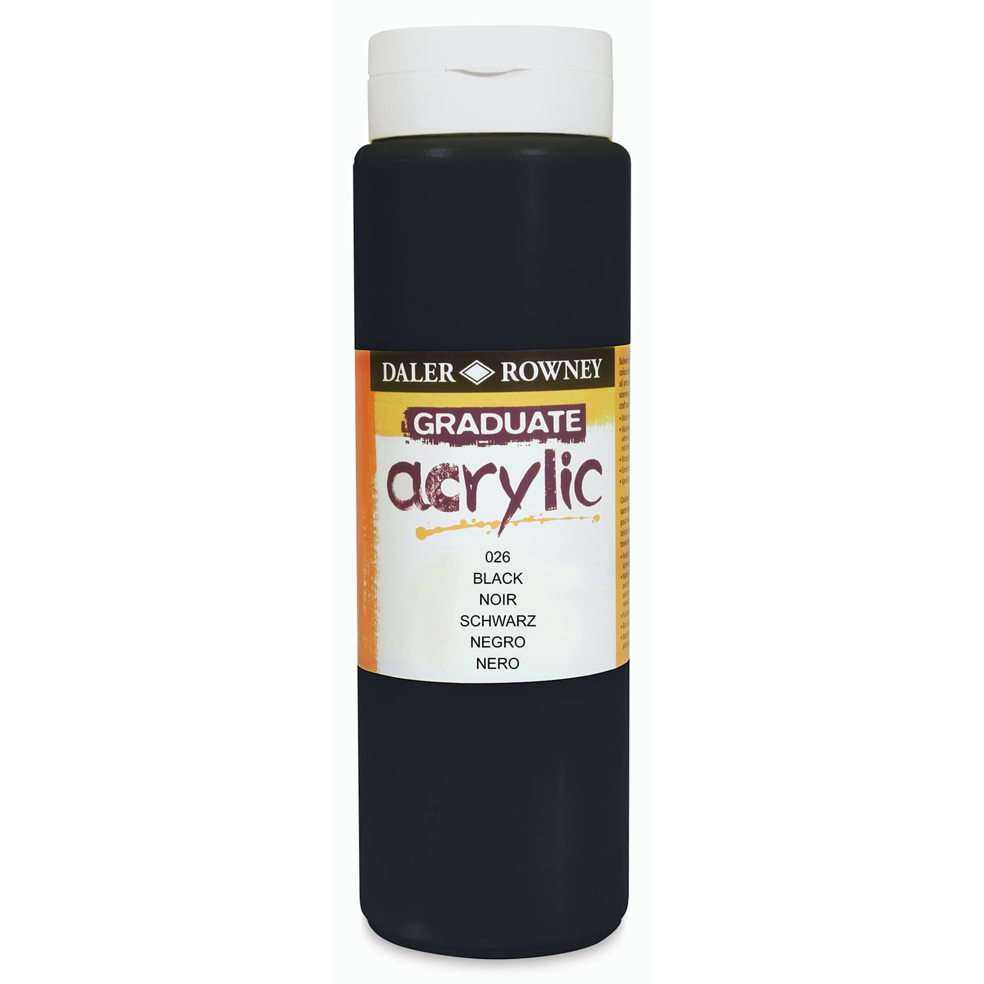 Daler-Rowney Graduate Acrylics - Black, 500 ml bottle