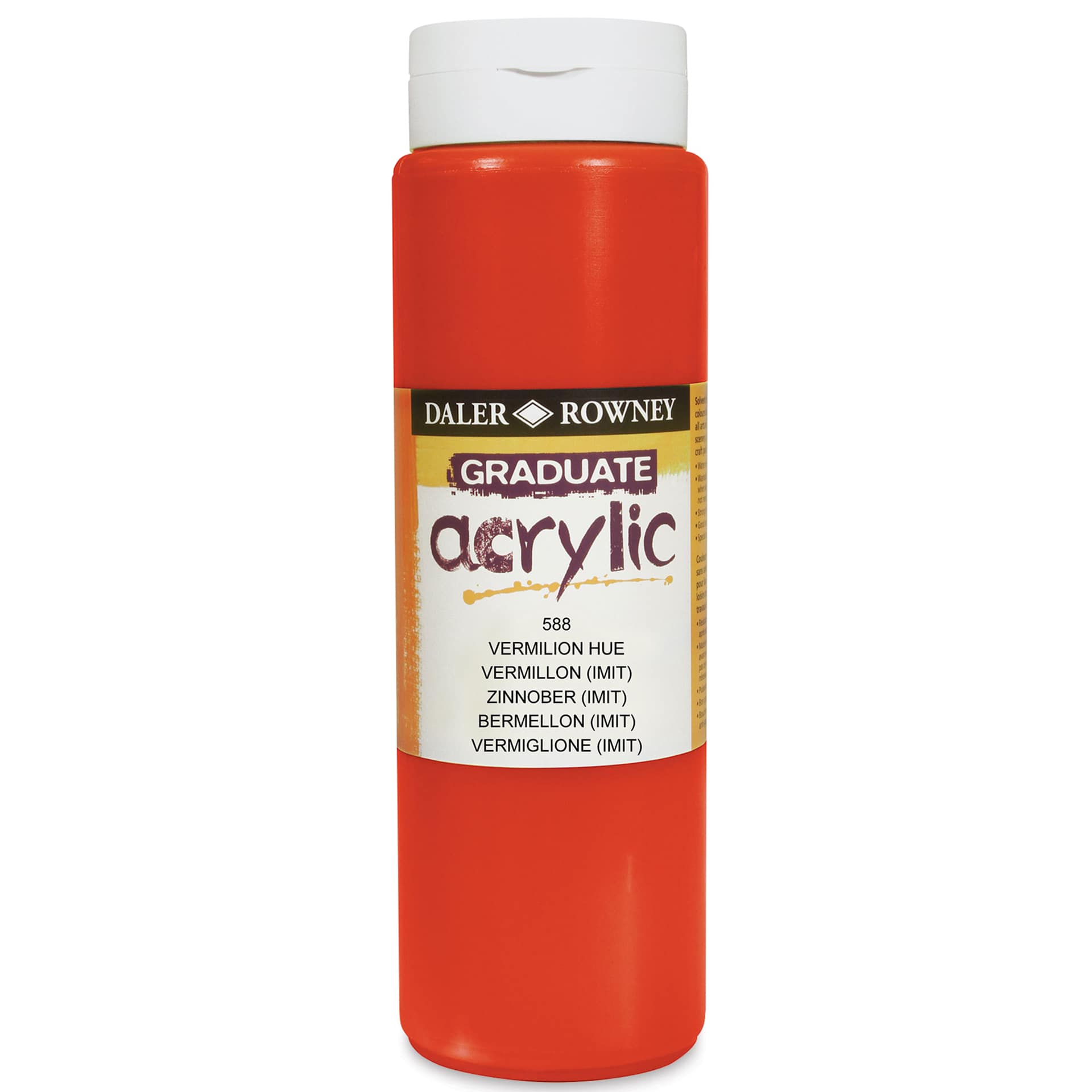 Daler-Rowney Graduate Acrylics - Vermilion Hue, 500 ml bottle