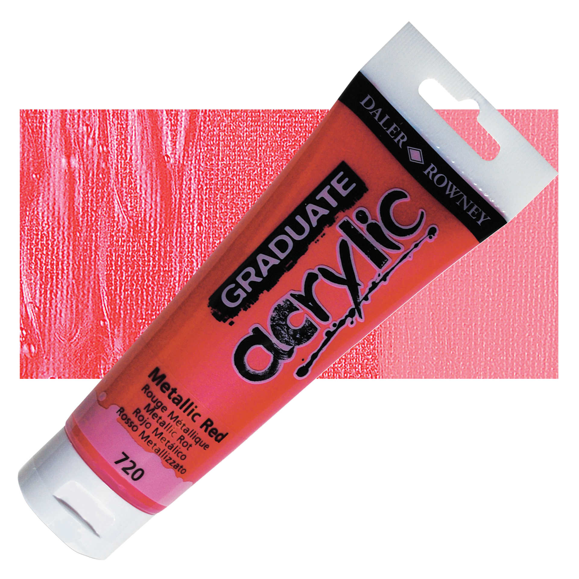 Daler-Rowney Graduate Acrylic Paint - Metallic Red, 120 ml tube and swatch