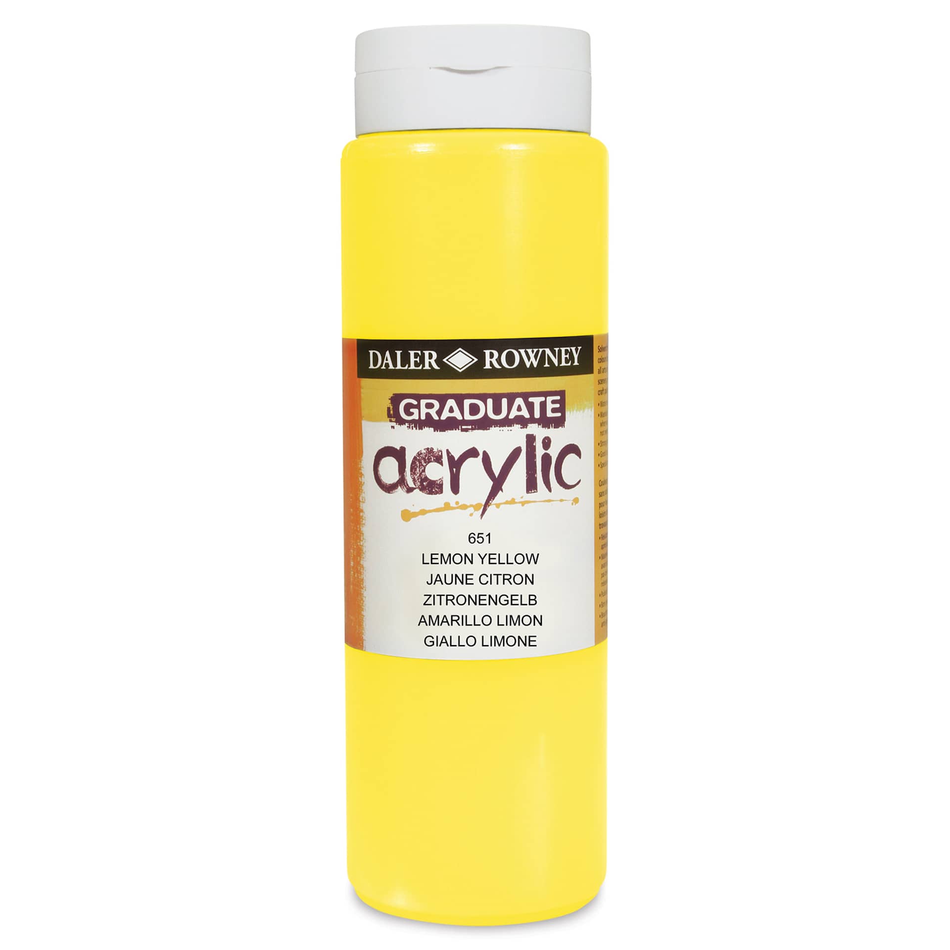 Daler-Rowney Graduate Acrylics - Lemon Yellow, 500 ml bottle
