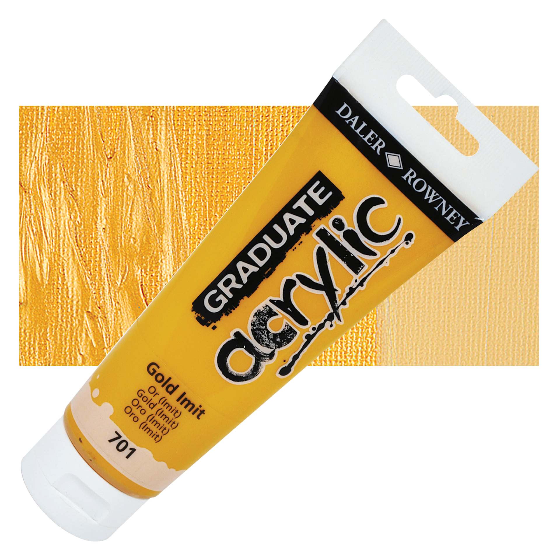 Daler-Rowney Graduate Acrylic Paint - Gold Imitation, 120 ml tube and swatch