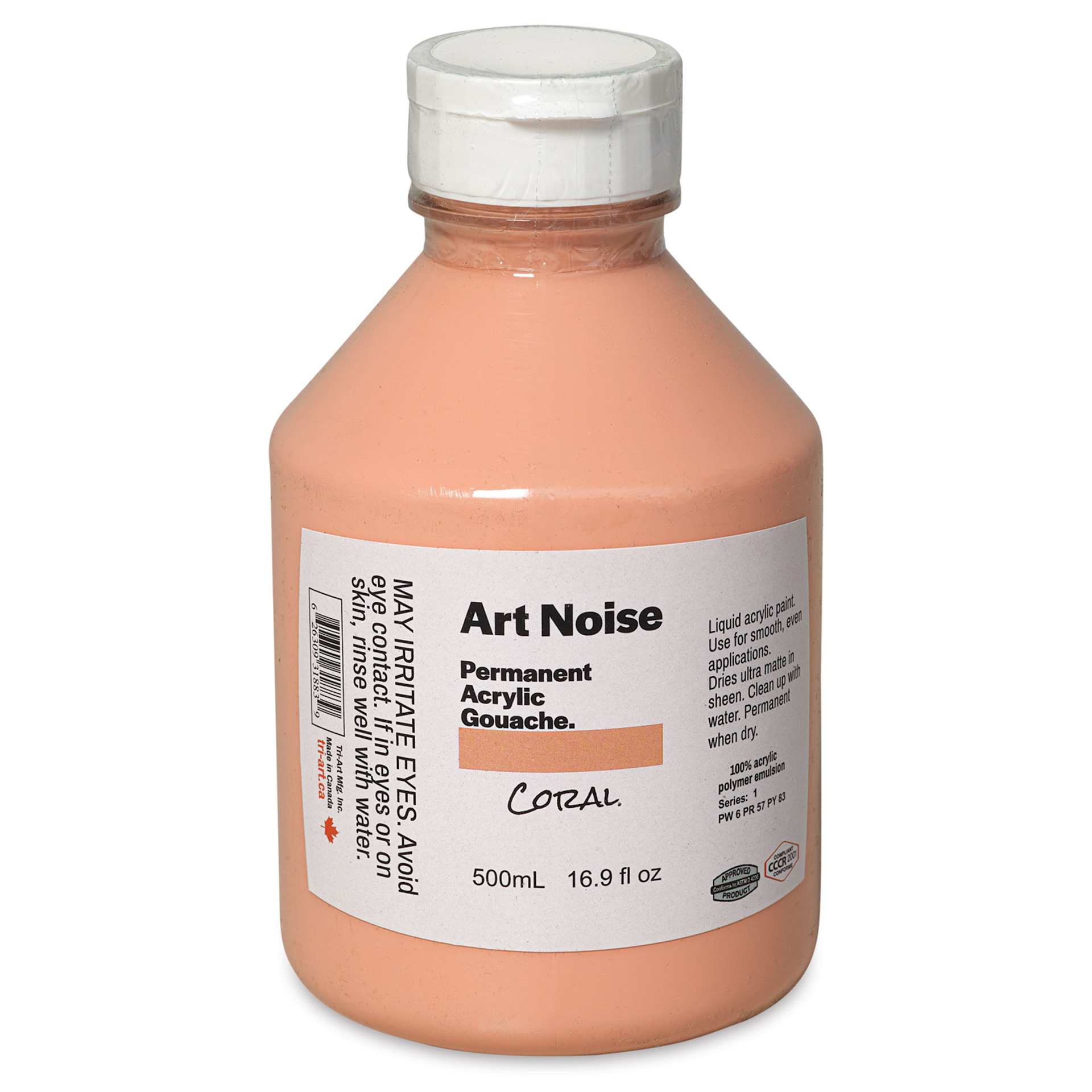 Tri-Art Art Noise Permanent Acrylic Gouache - Coral, 500 ml, Bottle