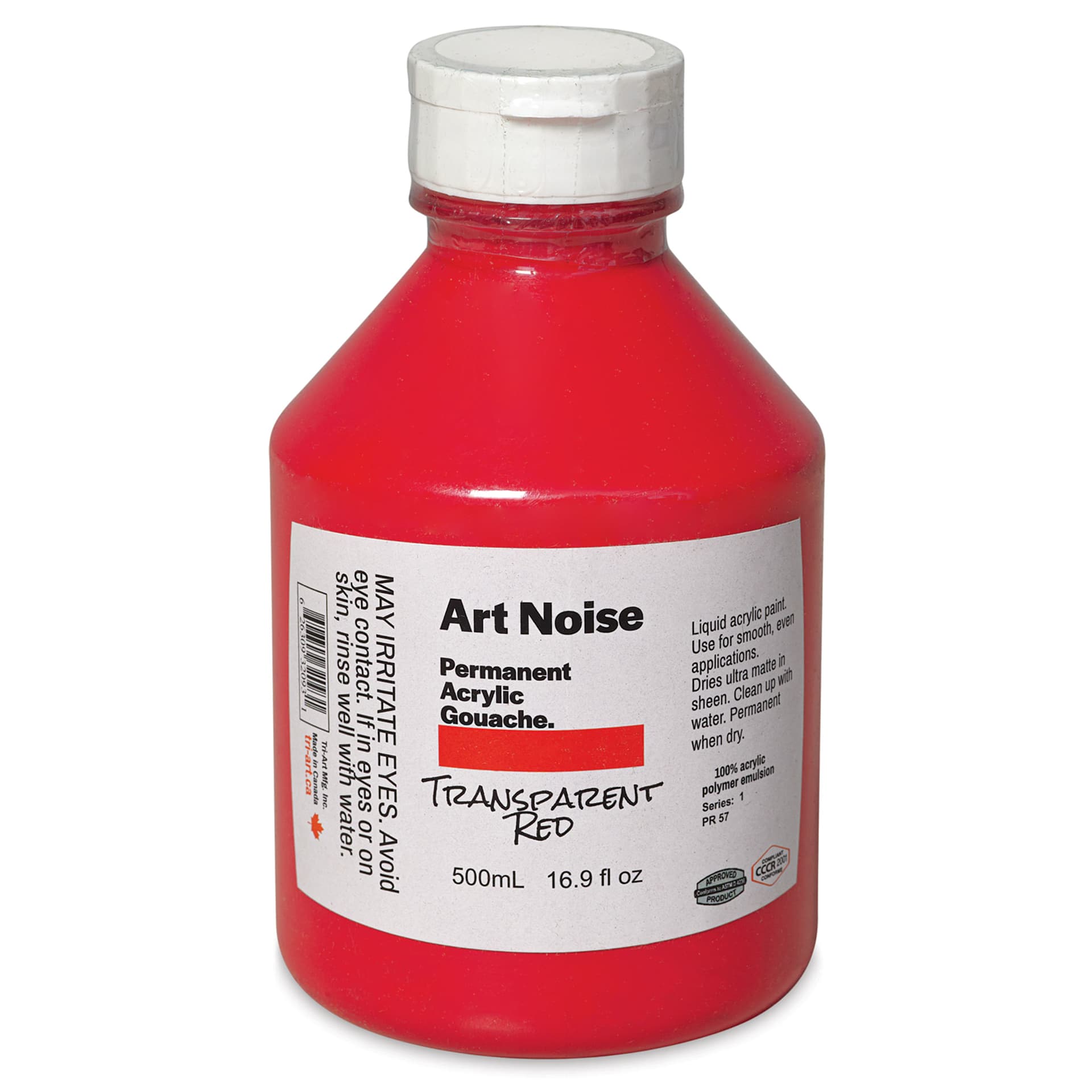 Tri-Art Art Noise Permanent Acrylic Gouache - Transparent Red, 500 ml, Bottle