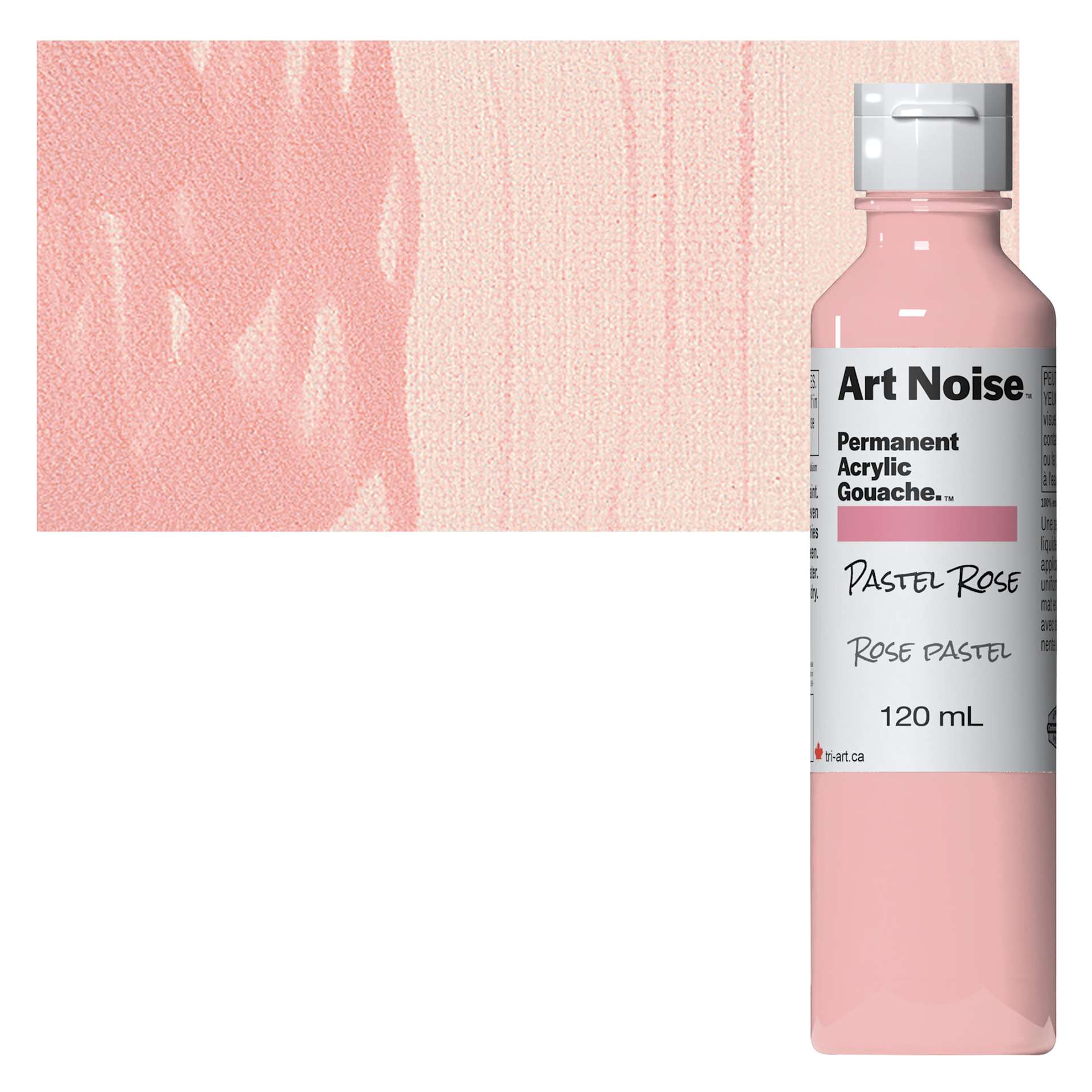Tri-Art Art Noise Permanent Acrylic Gouache - Pastel Rose, 120 ml, Bottle and swatch