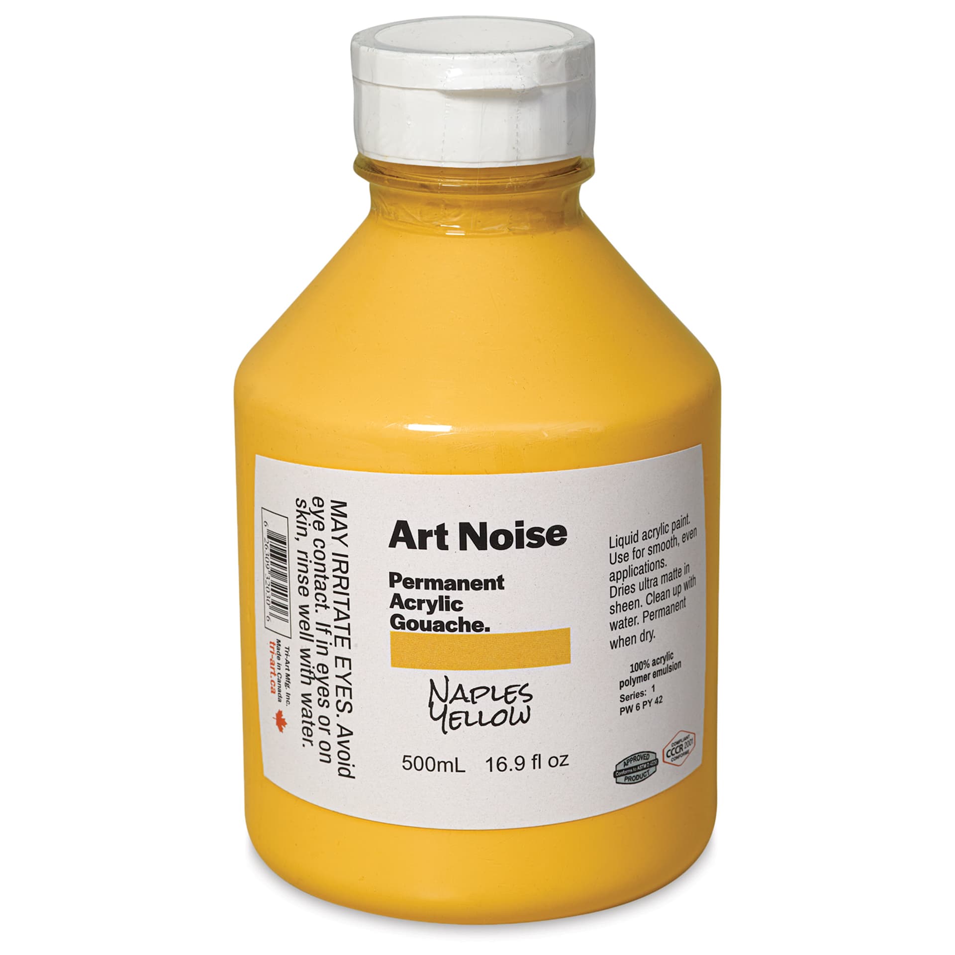 Tri-Art Art Noise Permanent Acrylic Gouache - Naples Yellow, 500 ml, Bottle