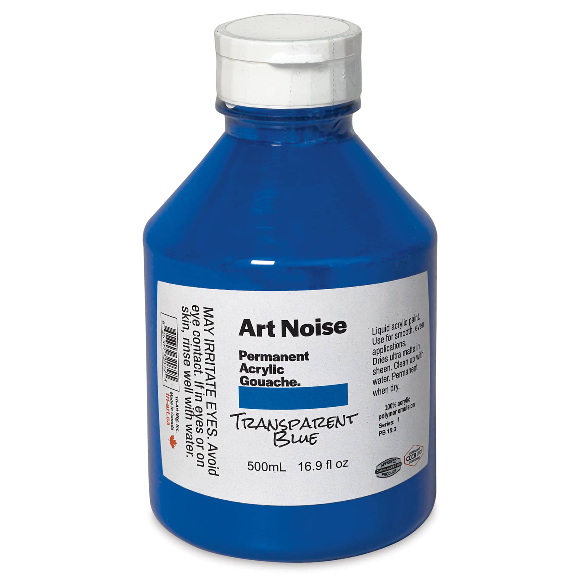 Tri-Art Art Noise Permanent Acrylic Gouache - Transparent Blue, 500 ml, Bottle