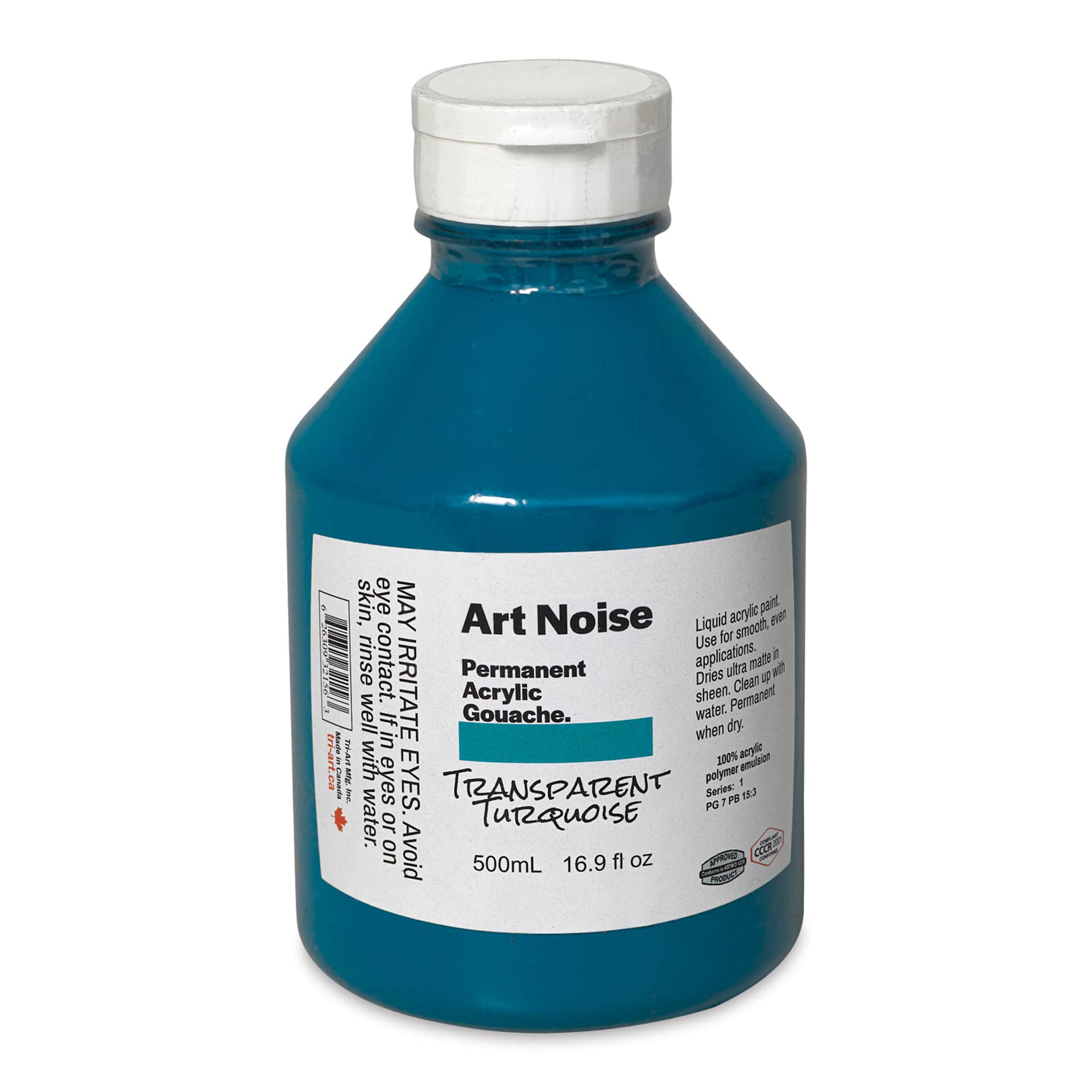 Tri-Art Art Noise Permanent Acrylic Gouache - Transparent Turquoise, 500 ml, Bottle
