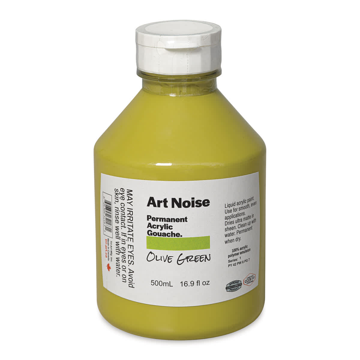 Tri-Art Art Noise Permanent Acrylic Gouache - Olive Green, 500 ml, Bottle