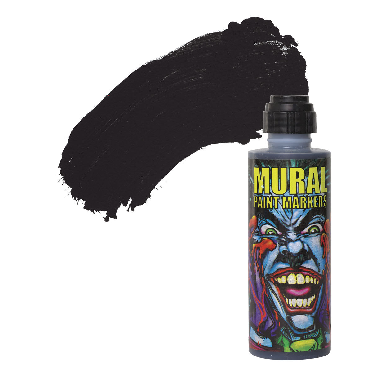 Chroma Mural Paint Marker - Blacktop, 4 oz Bottle and swatch