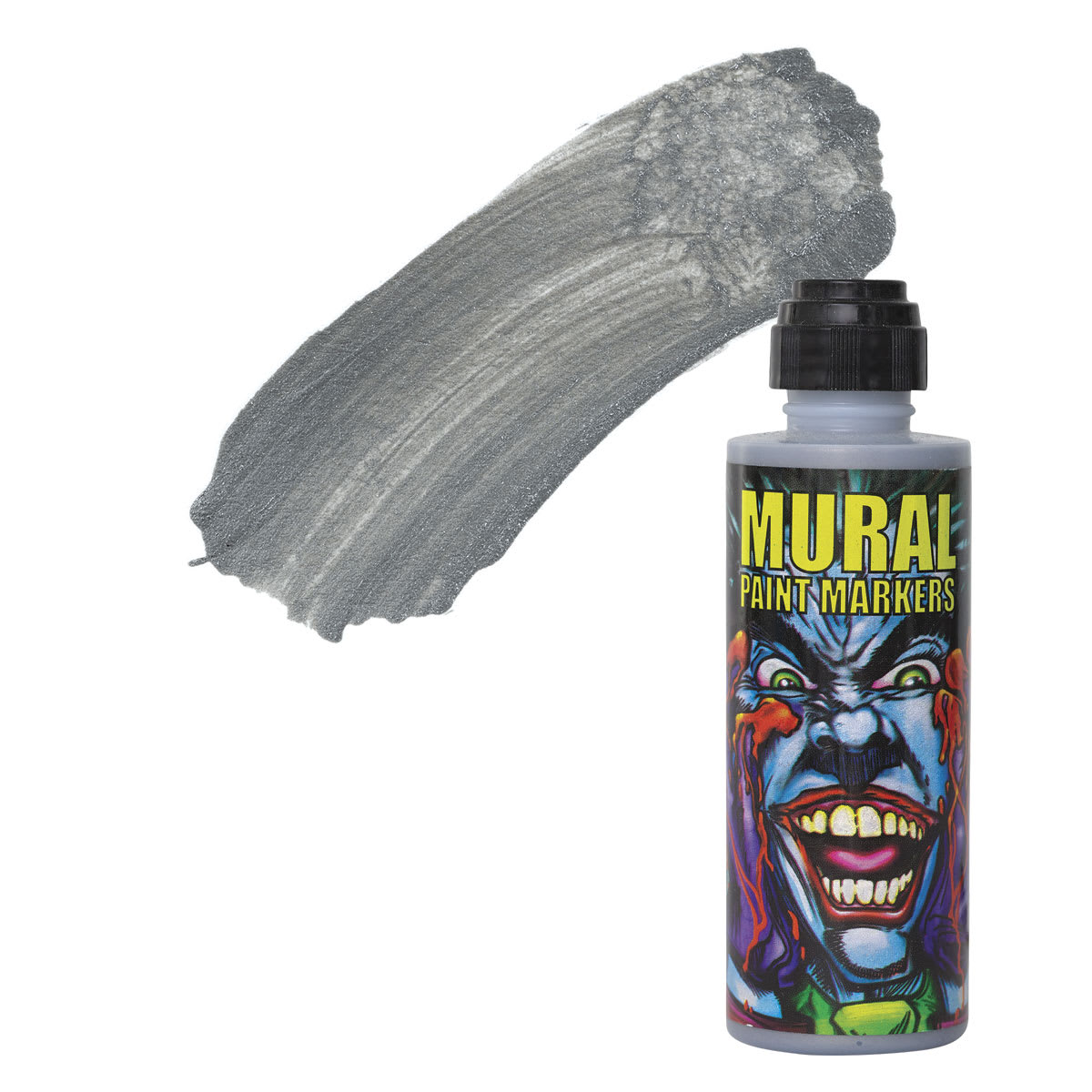 Chroma Mural Paint Marker - Rock Star (Silver), 4 oz Can and swatch