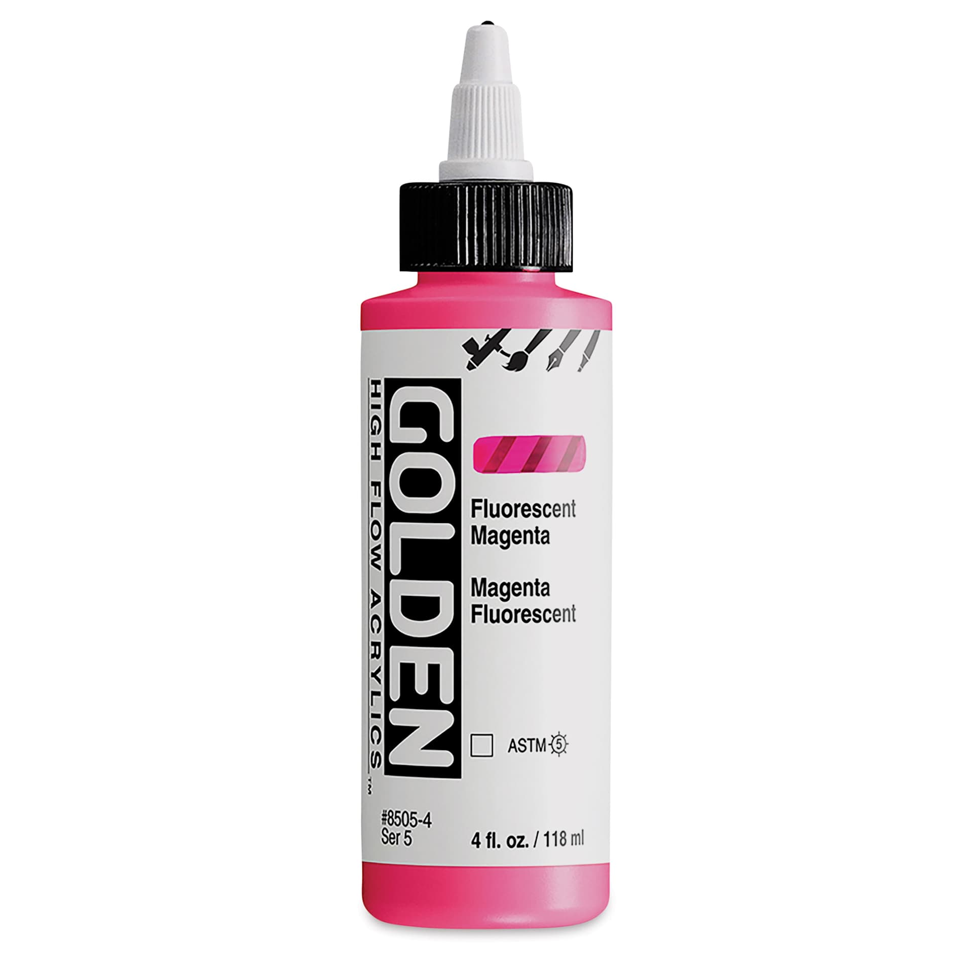 Golden High Flow Acrylics - Fluorescent Magenta, 4 oz bottle