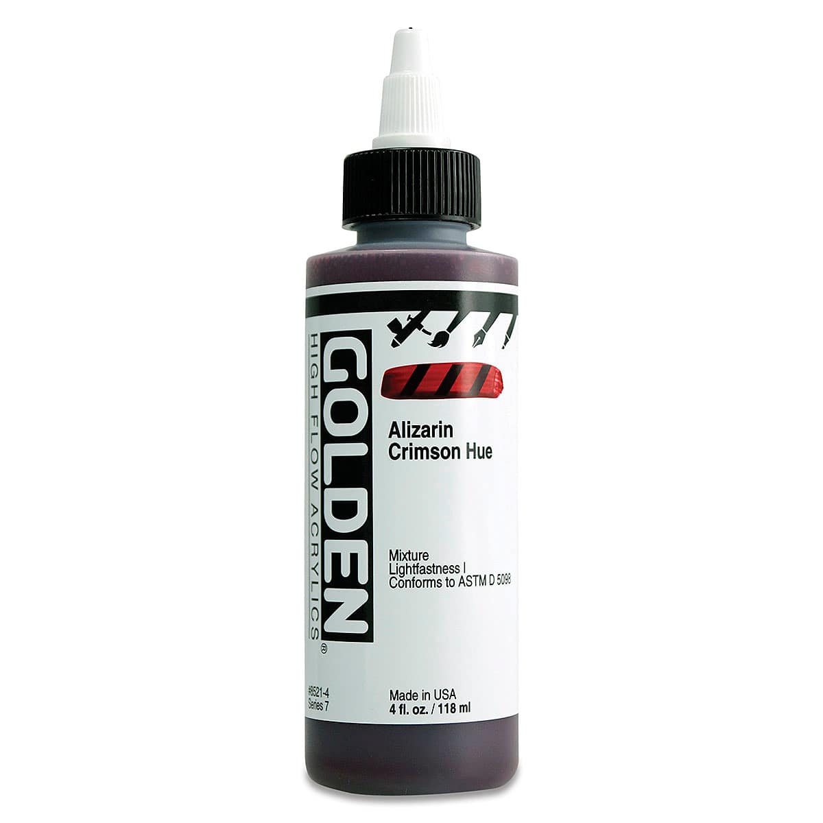 Golden High Flow Acrylics - Alizarin Crimson Hue, 4 oz bottle