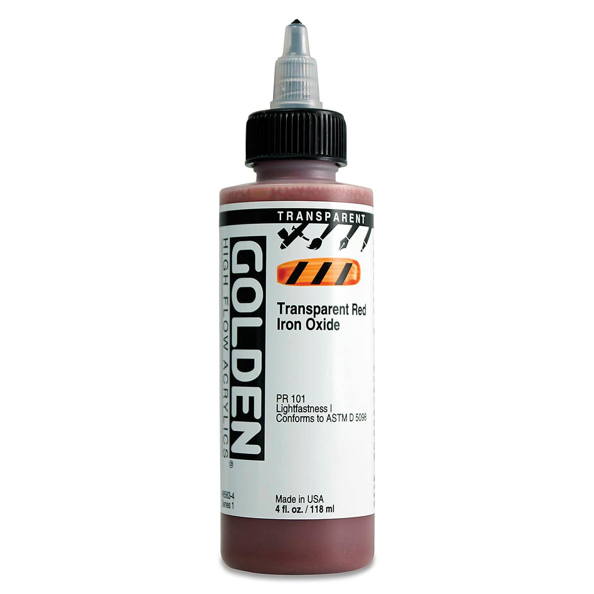 Golden High Flow Acrylics - Transparent Red Iron Oxide, 4 oz bottle