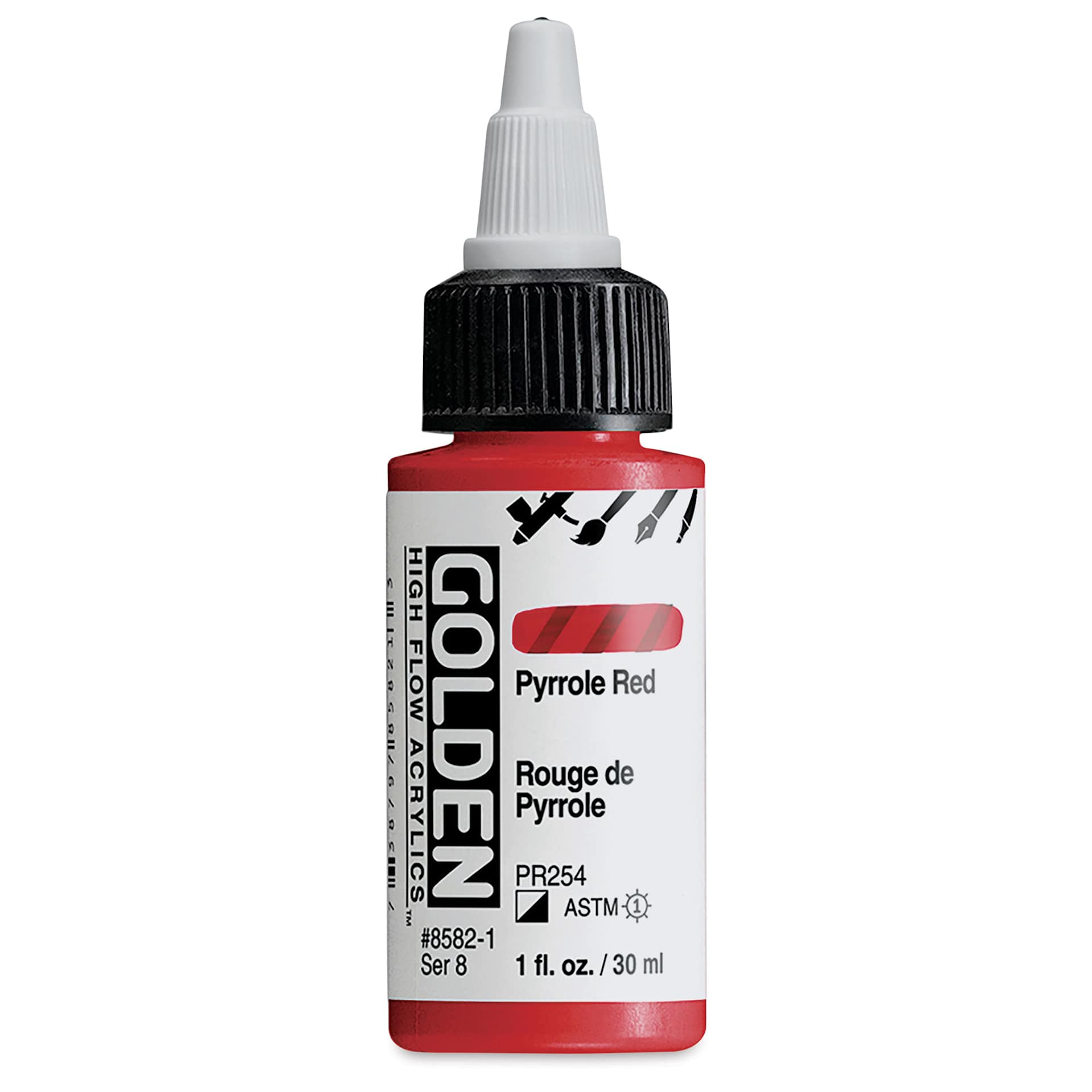 Golden High Flow Acrylics - Pyrrole Red, 1 oz bottle