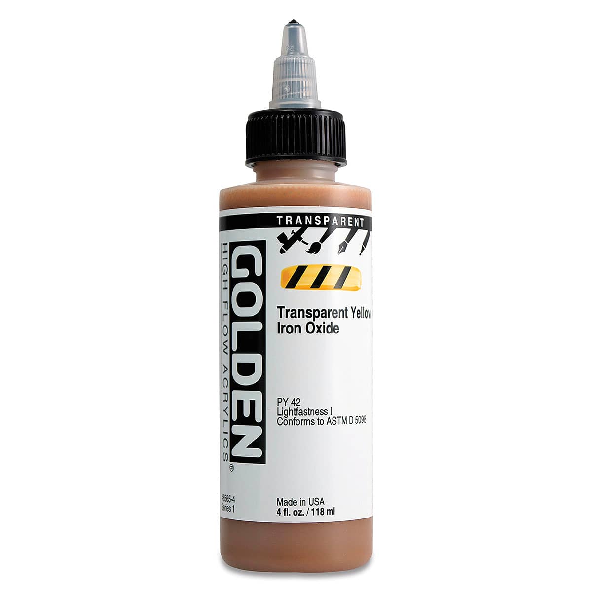 Golden High Flow Acrylics - Transparent Yellow Iron Oxide, 4 oz bottle