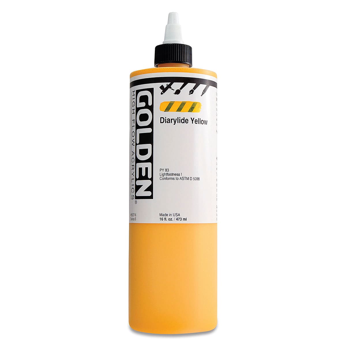 Golden High Flow Acrylics - Diarylide Yellow, 16 oz bottle