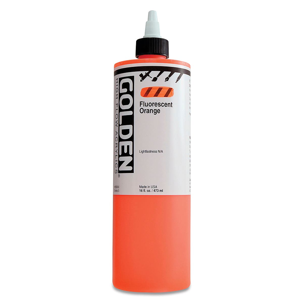 Golden High Flow Acrylics - Fluorescent Orange, 16 oz bottle