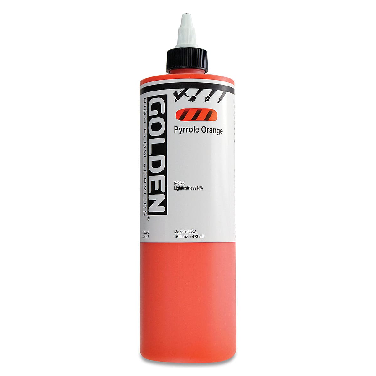 Golden High Flow Acrylics - Pyrrole Orange, 16 oz bottle