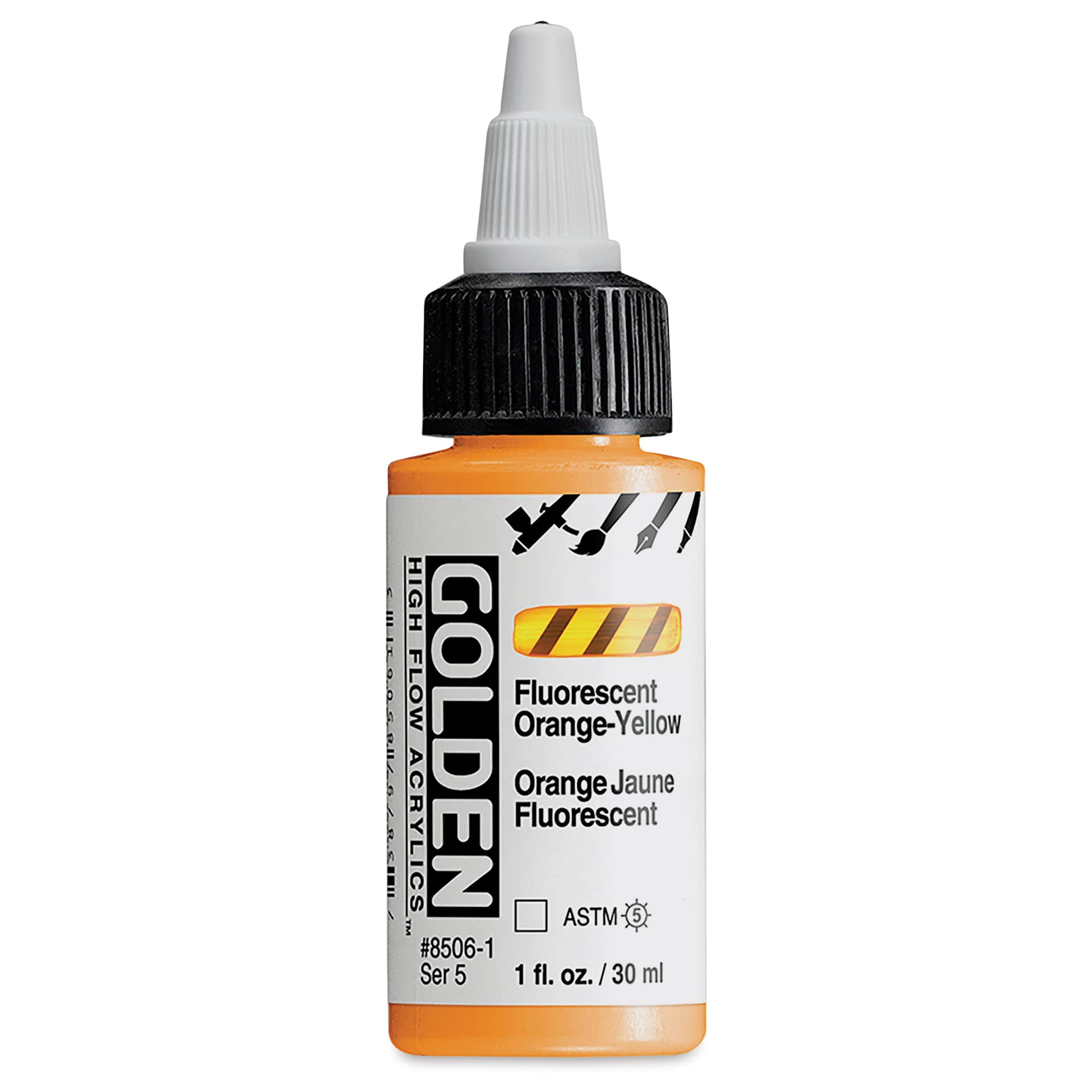 Golden High Flow Acrylics - Fluorescent Orange-Yellow, 1 oz bottle