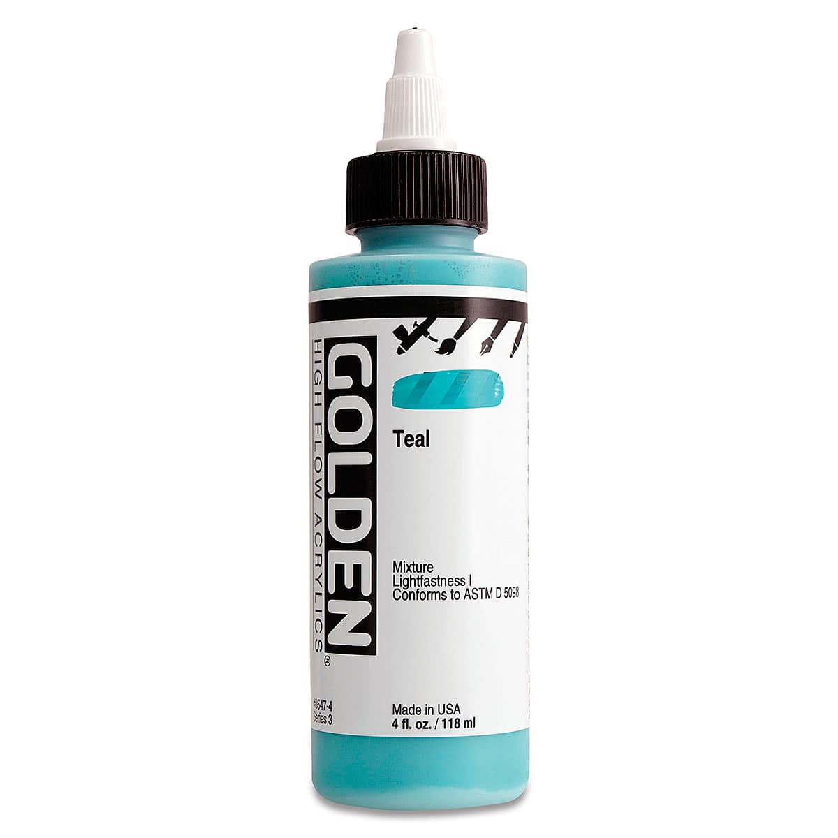 Golden High Flow Acrylics - Teal, 4 oz bottle