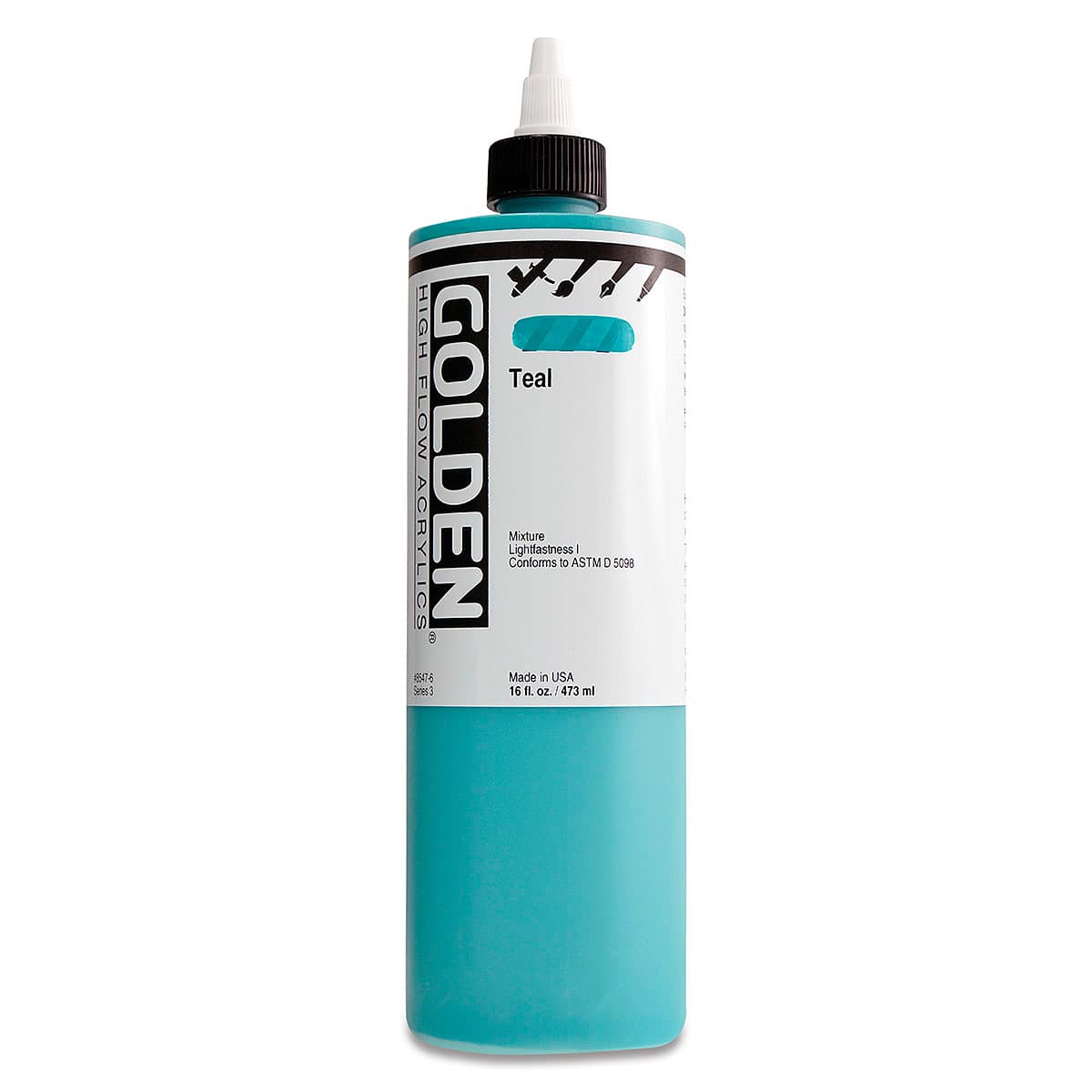 Golden High Flow Acrylics - Teal, 16 oz bottle