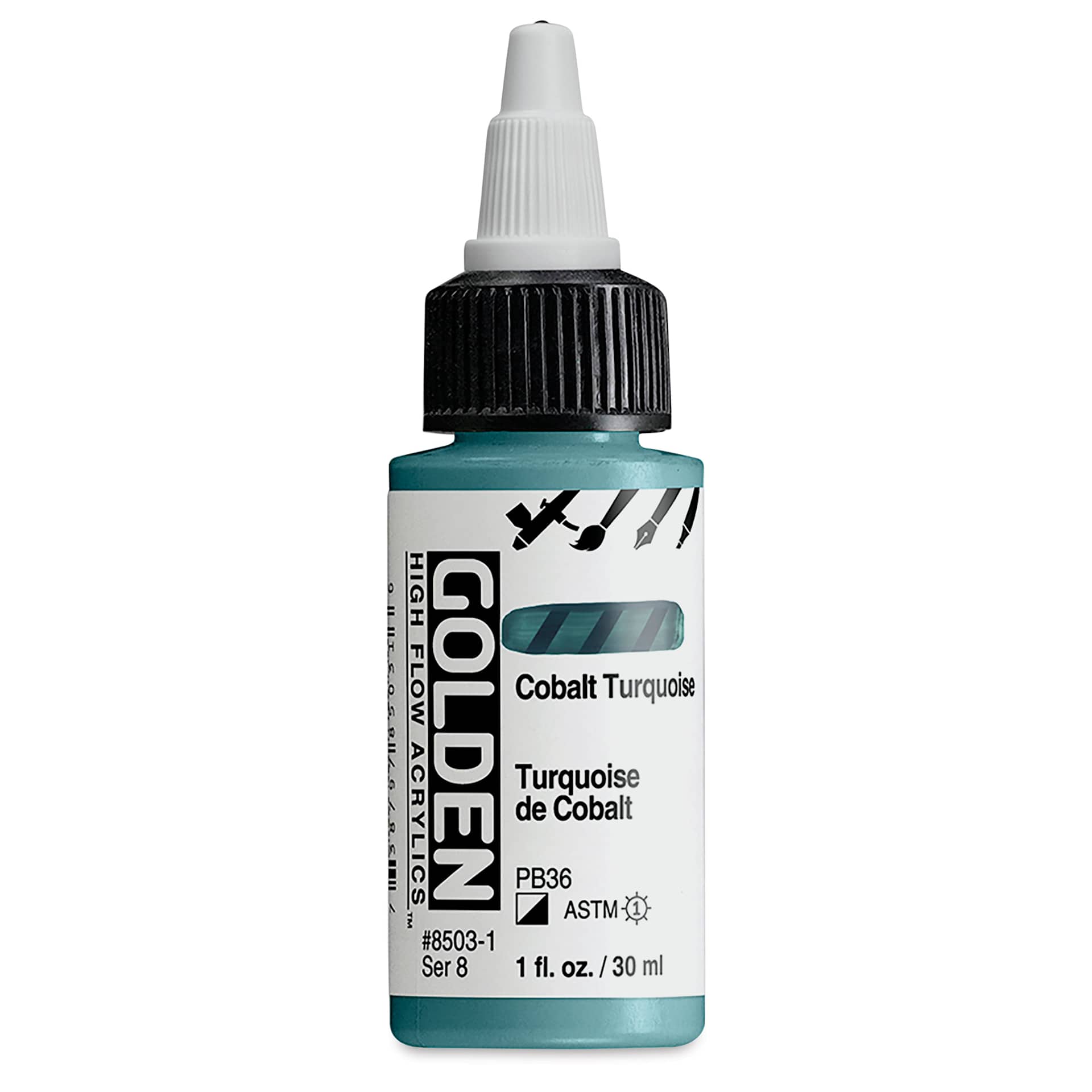 Golden High Flow Acrylics - Cobalt Turquoise, 1 oz bottle
