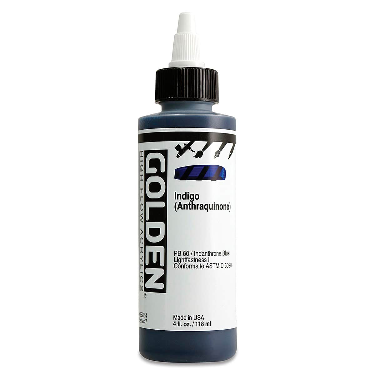 Golden High Flow Acrylics - Anthraquinone Blue (Indigo), 4 oz bottle Golden High Flow Acrylics - Anthraquinone Blue (Indigo), 4 oz bottle
