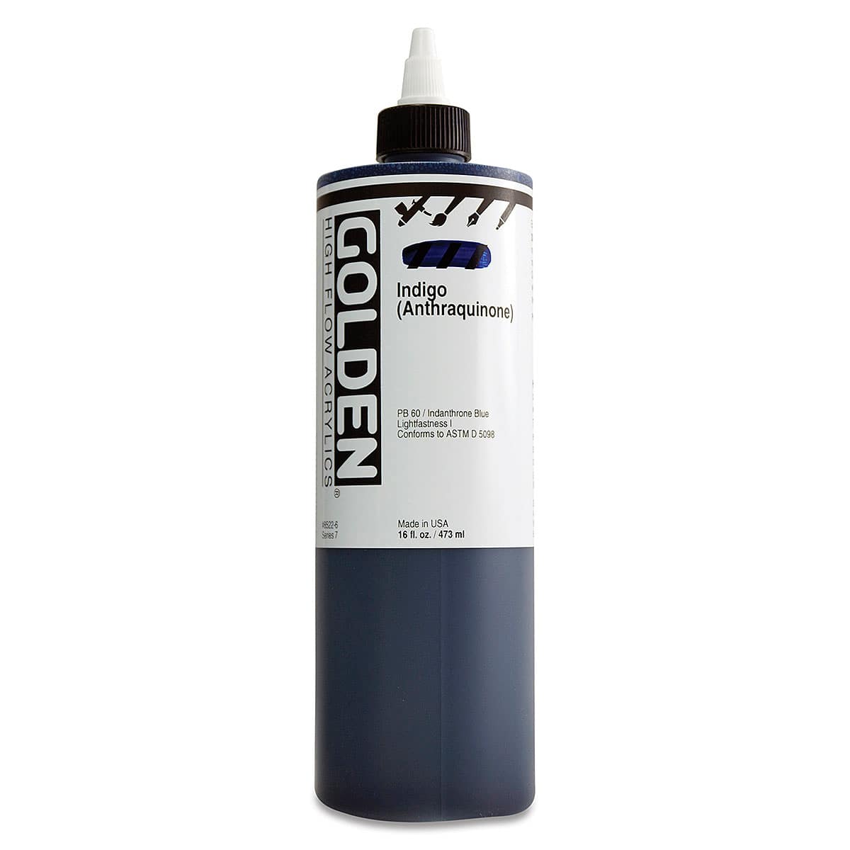 Golden High Flow Acrylics - Anthraquinone Blue (Indigo), 16 oz bottle Golden High Flow Acrylics - Anthraquinone Blue (Indigo), 16 oz bottle