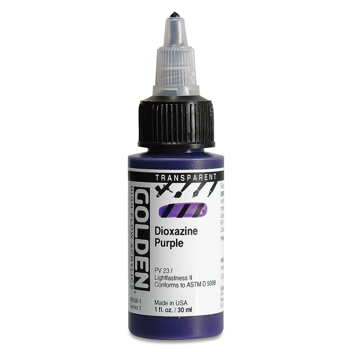 Golden High Flow Acrylics - Transparent Dioxazine Purple, 1 oz bottle