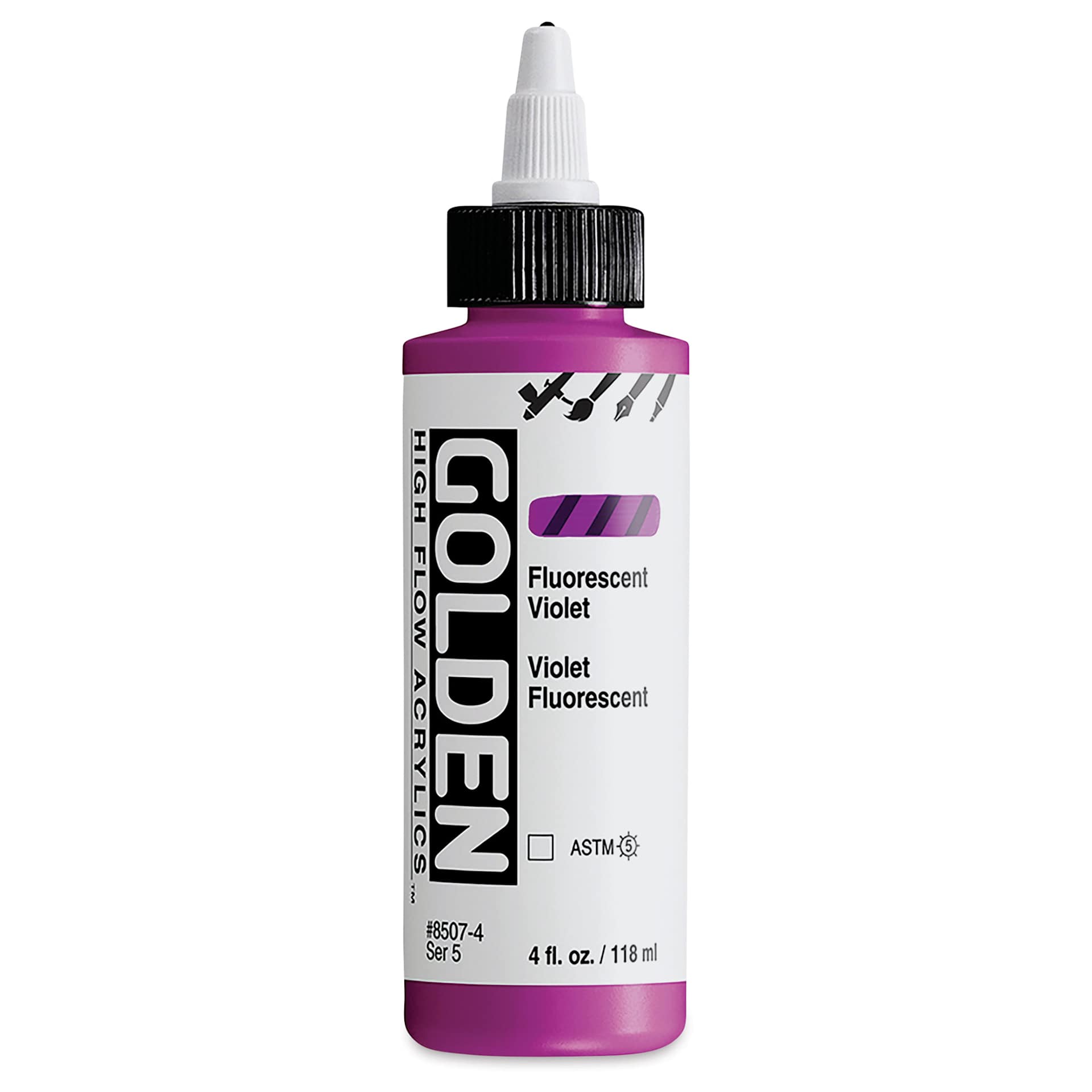 Golden High Flow Acrylics - Fluorescent Violet, 4 oz bottle