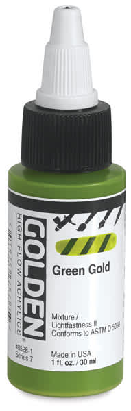 Golden High Flow Acrylic-Green Gold 1oz Bottle Golden High Flow Acrylic-Green Gold 1oz Bottle